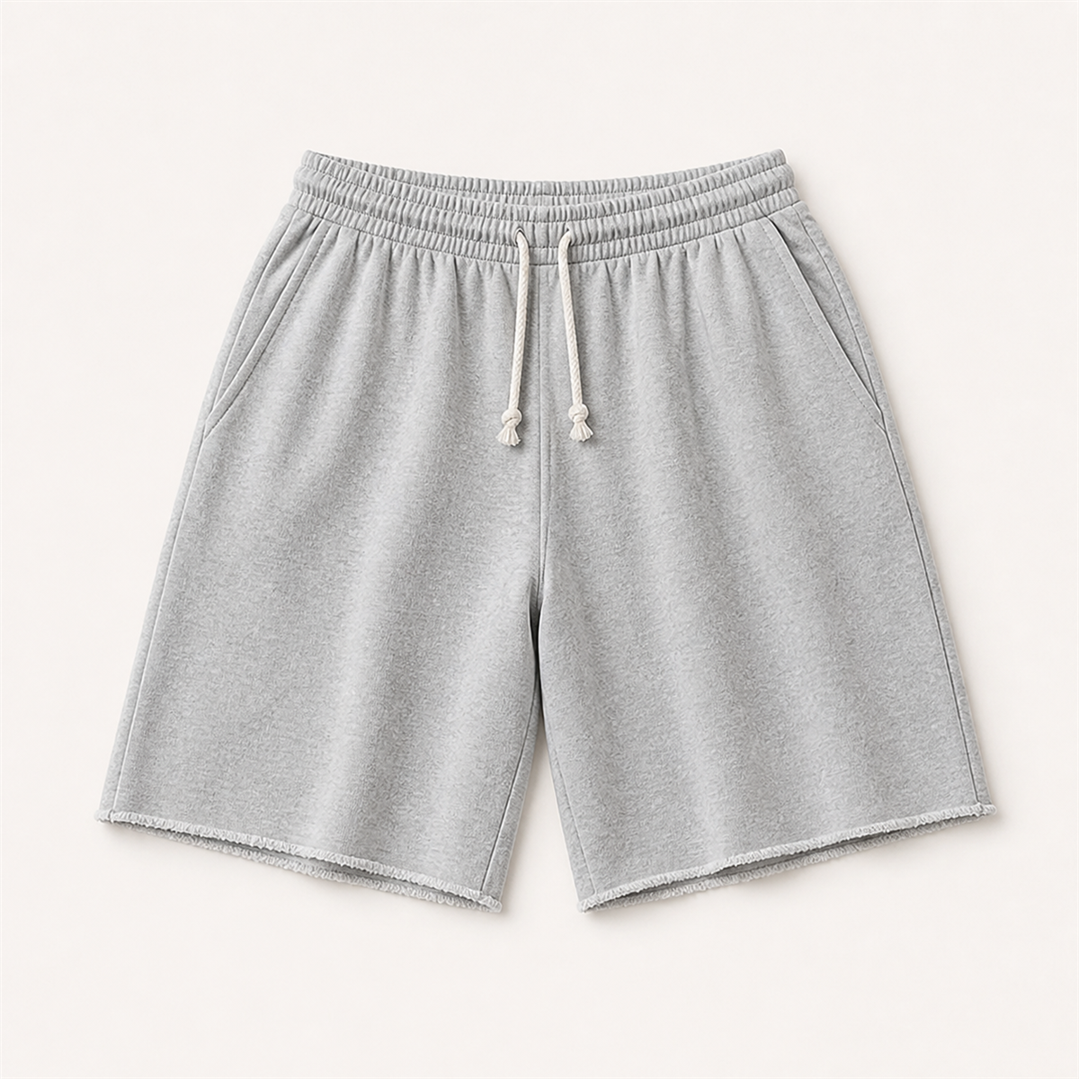 Ensemble homme avec t-shirt ample et short a cordon aux bords francs - Detail : bas du haut a bord franc
