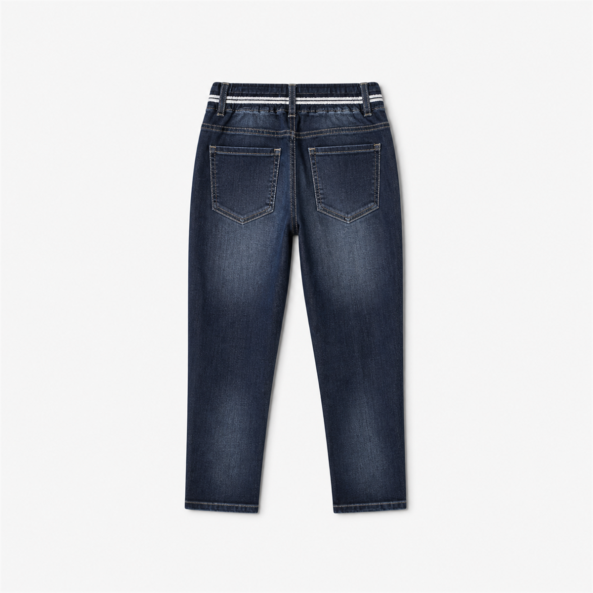 Pantacourt en jean ajusté femme à taille coulissée - Detail : poches avant arrondies