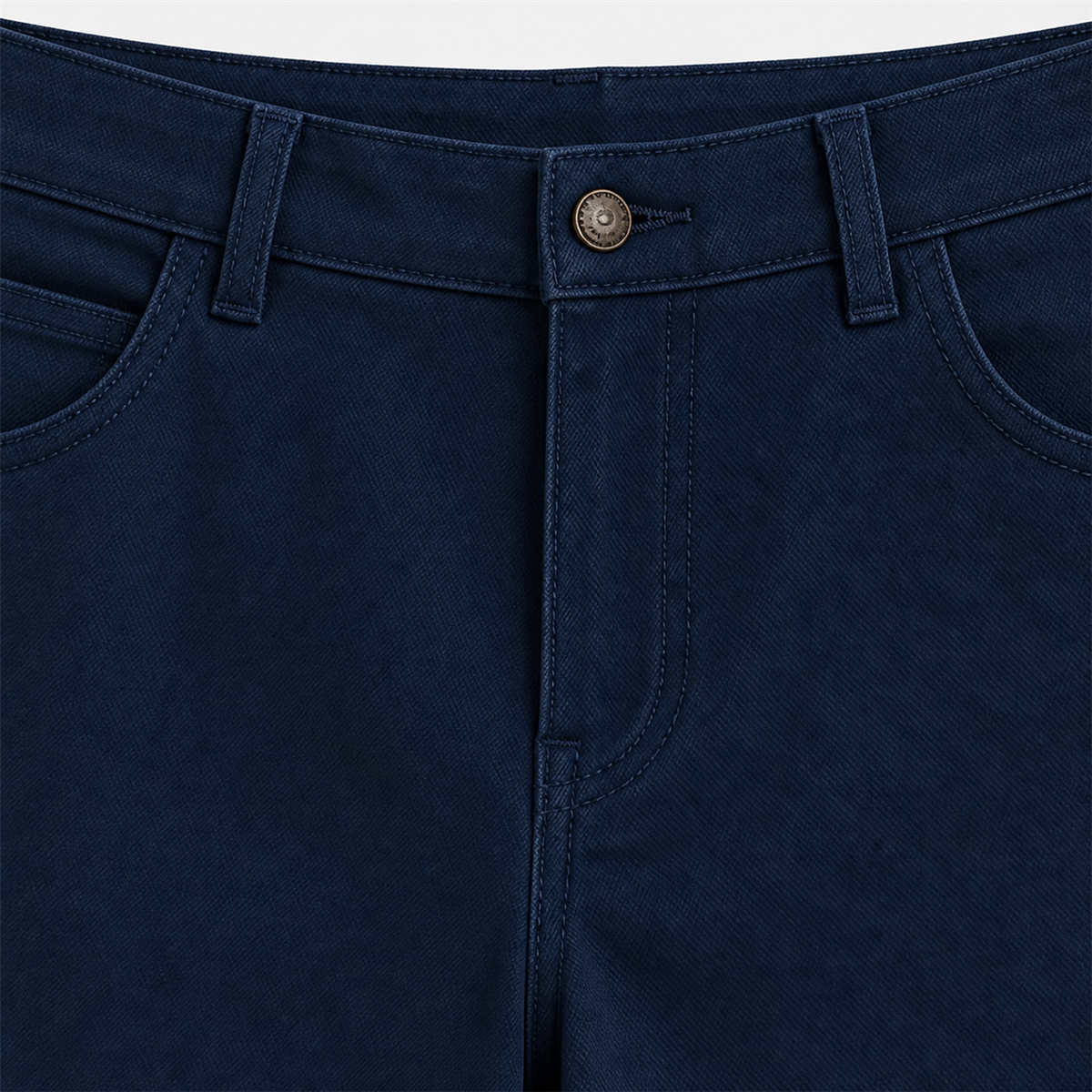 Pantalon court large femme à taille boutonnée - Detail : taille classique à bouton avec passants