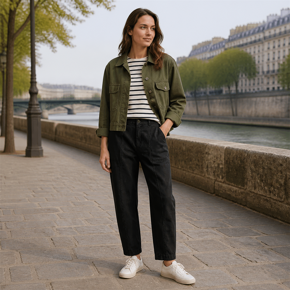 Pantalon utilitaire femme &agrave; coupe fusel&eacute;e - Deuxieme idee de tenue