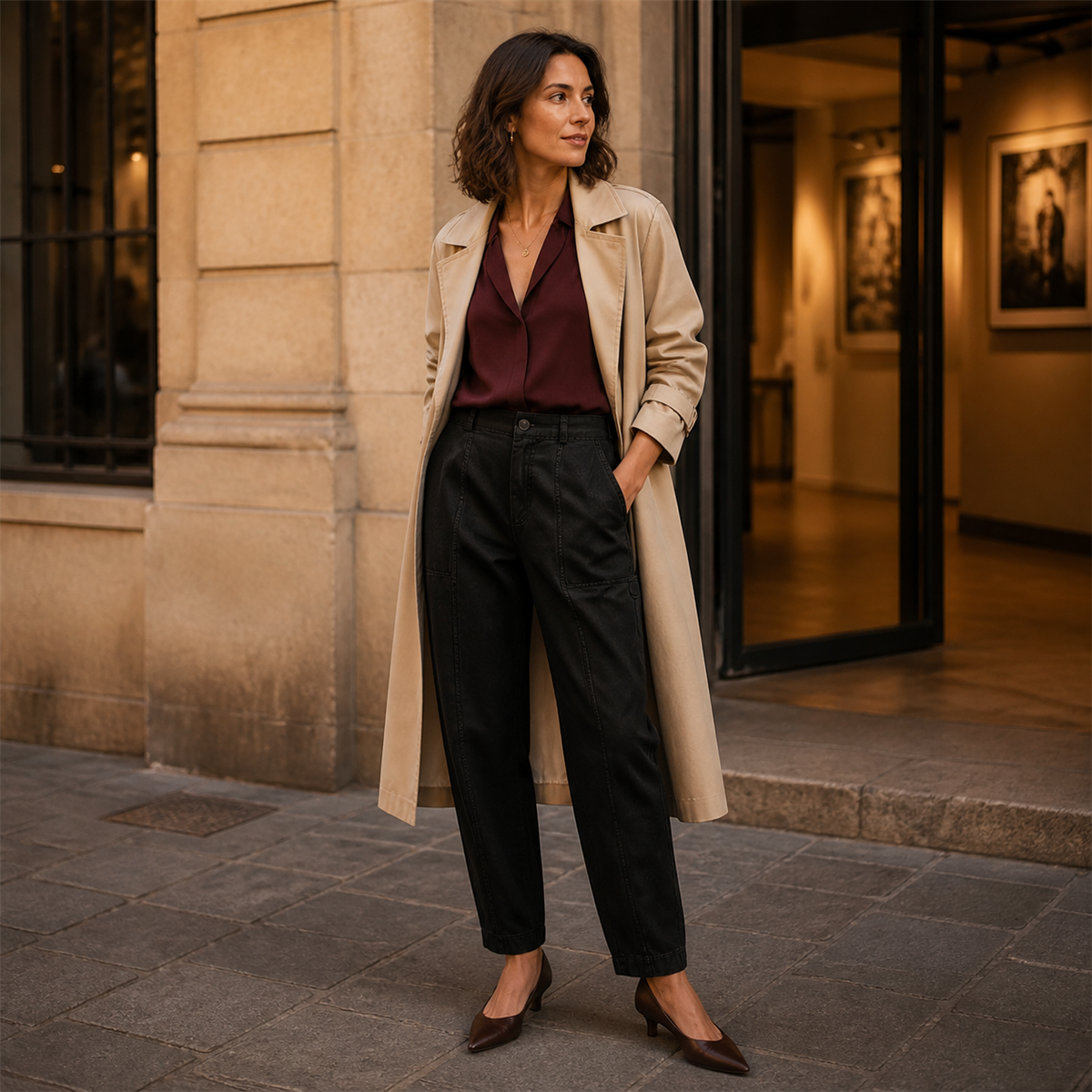 Pantalon utilitaire femme &agrave; coupe fusel&eacute;e - Troisieme idee de tenue