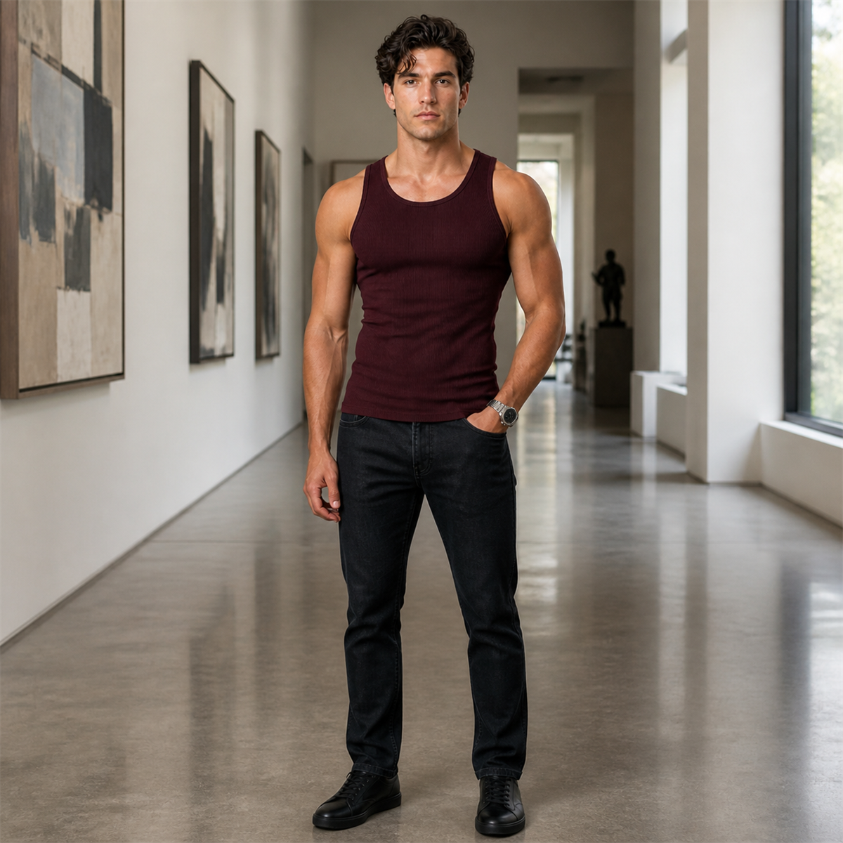 Débardeur côtelé ajusté homme - Troisieme idee de tenue