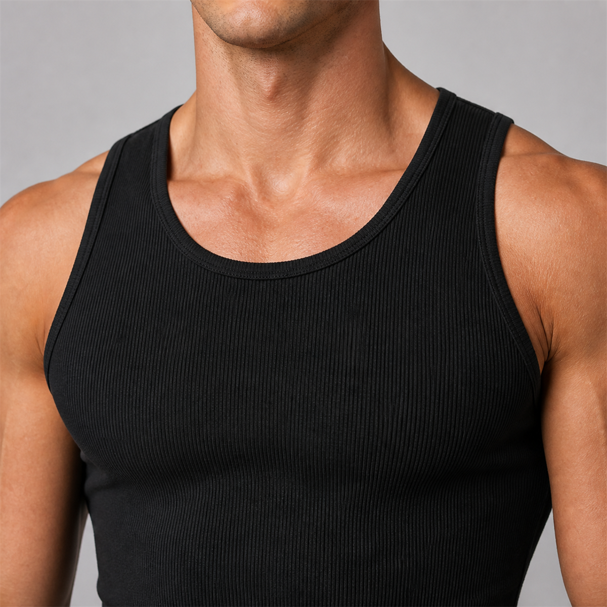 Débardeur côtelé ajusté homme - Detail : encolure dégagée sans manches