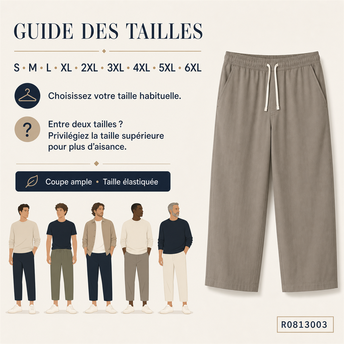 Pantalon de jogging court et large homme - Guide general des tailles homme