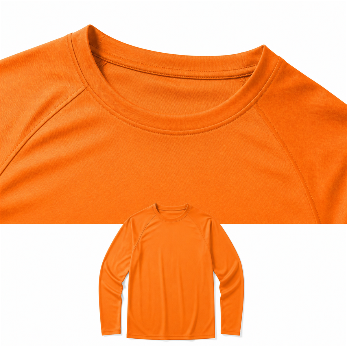 Haut raglan à manches longues homme - Detail : encolure ronde classique