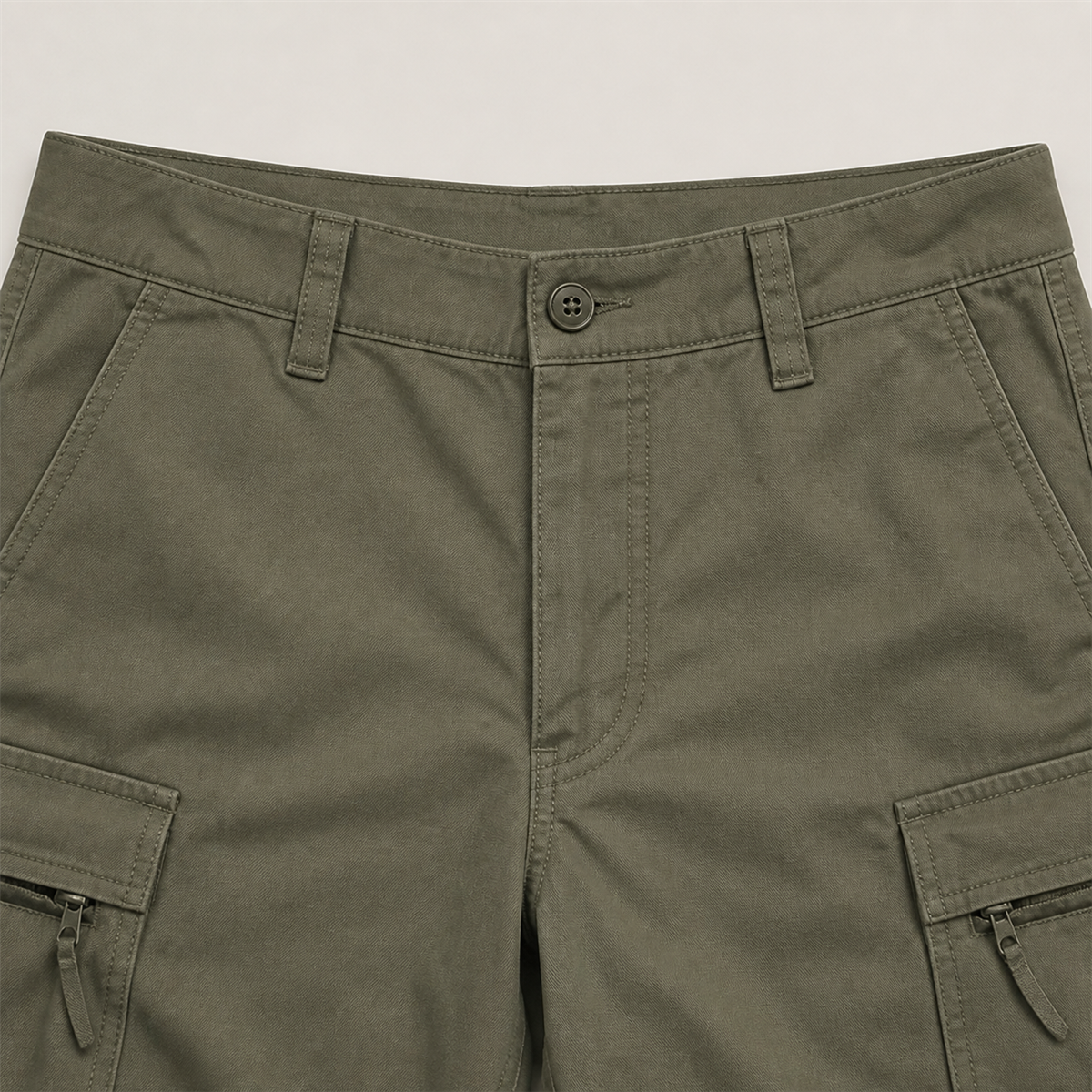 Short cargo décontracté homme - Detail : taille confortable avec fermeture