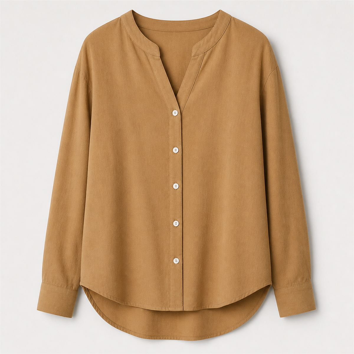 Women's Relaxed V-Neck Button-Front Long-Sleeve Top - Detail of 
