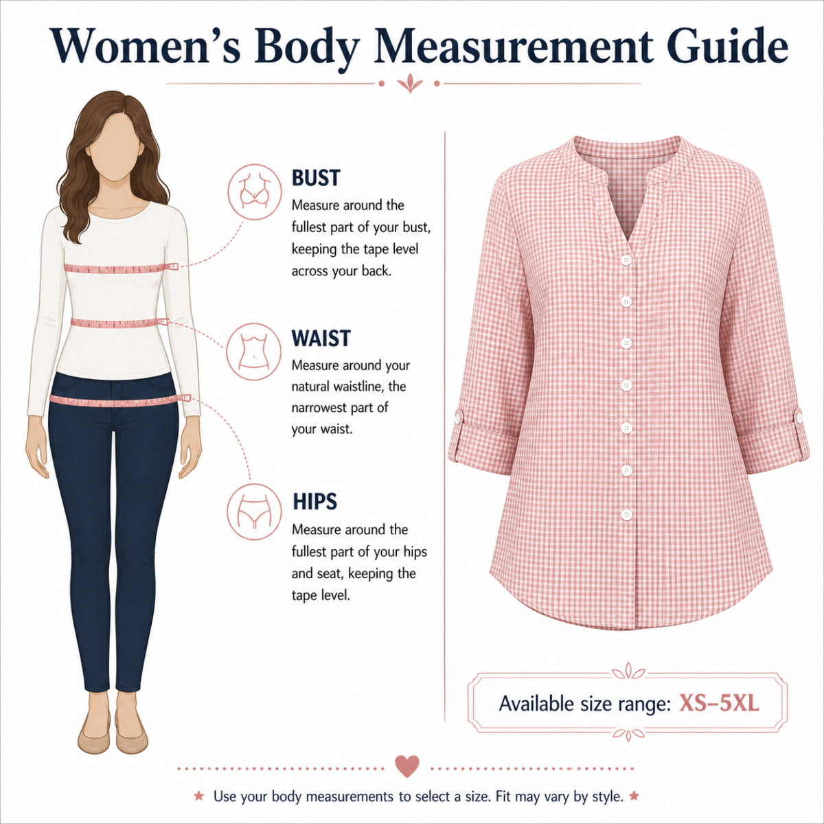 Women's Relaxed Gingham Button-Front Three-Quarter-Sleeve Blouse - Three-quarter sleeves with buttoned cuffs