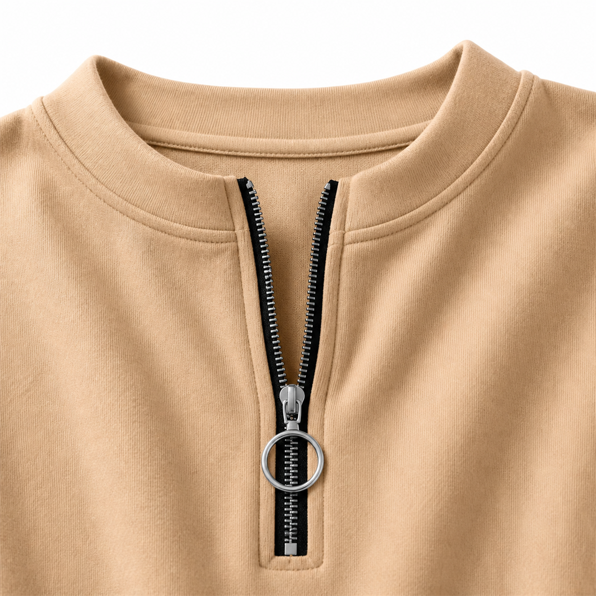 Women's Relaxed Half-Zip Long-Sleeve Pullover Top - Detail of