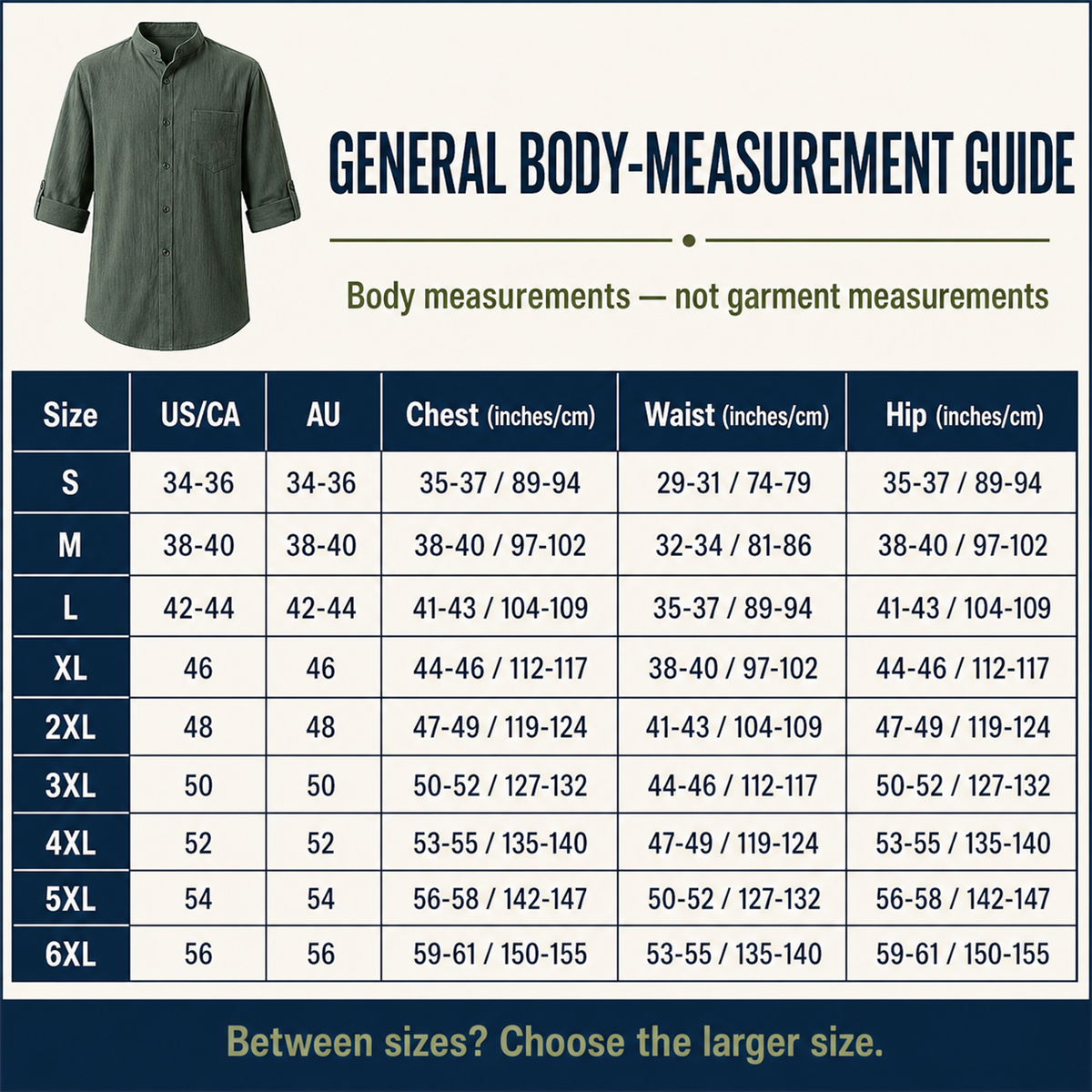Men's Relaxed Mandarin-Collar Three-Quarter-Sleeve Button-Front Shirt - Single left chest pocket for a practical finish
