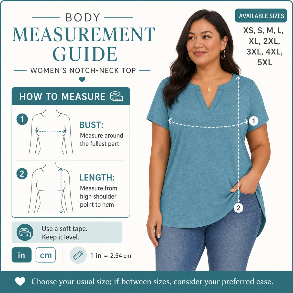 Women's Relaxed Notch-Neck Short-Sleeve Curved-Hem Top - Relaxed cap-style short sleeves for easy movement