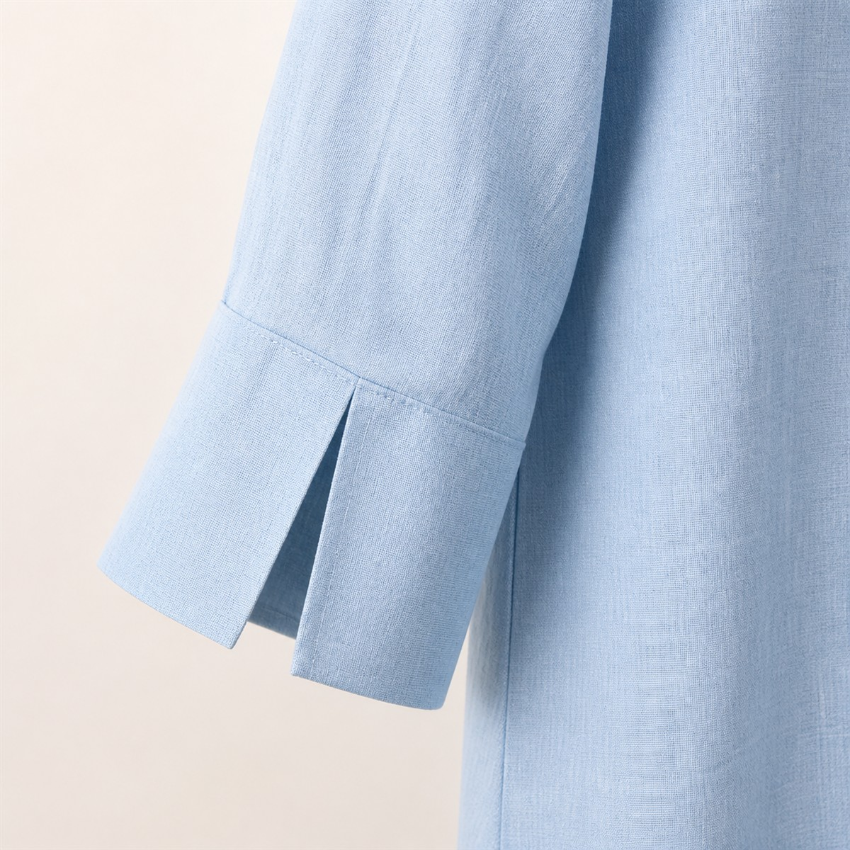 Women's Relaxed Notch-Neck Three-Quarter-Sleeve Blouse - Notch V neckline with a broad stitched facing and short two-button placket