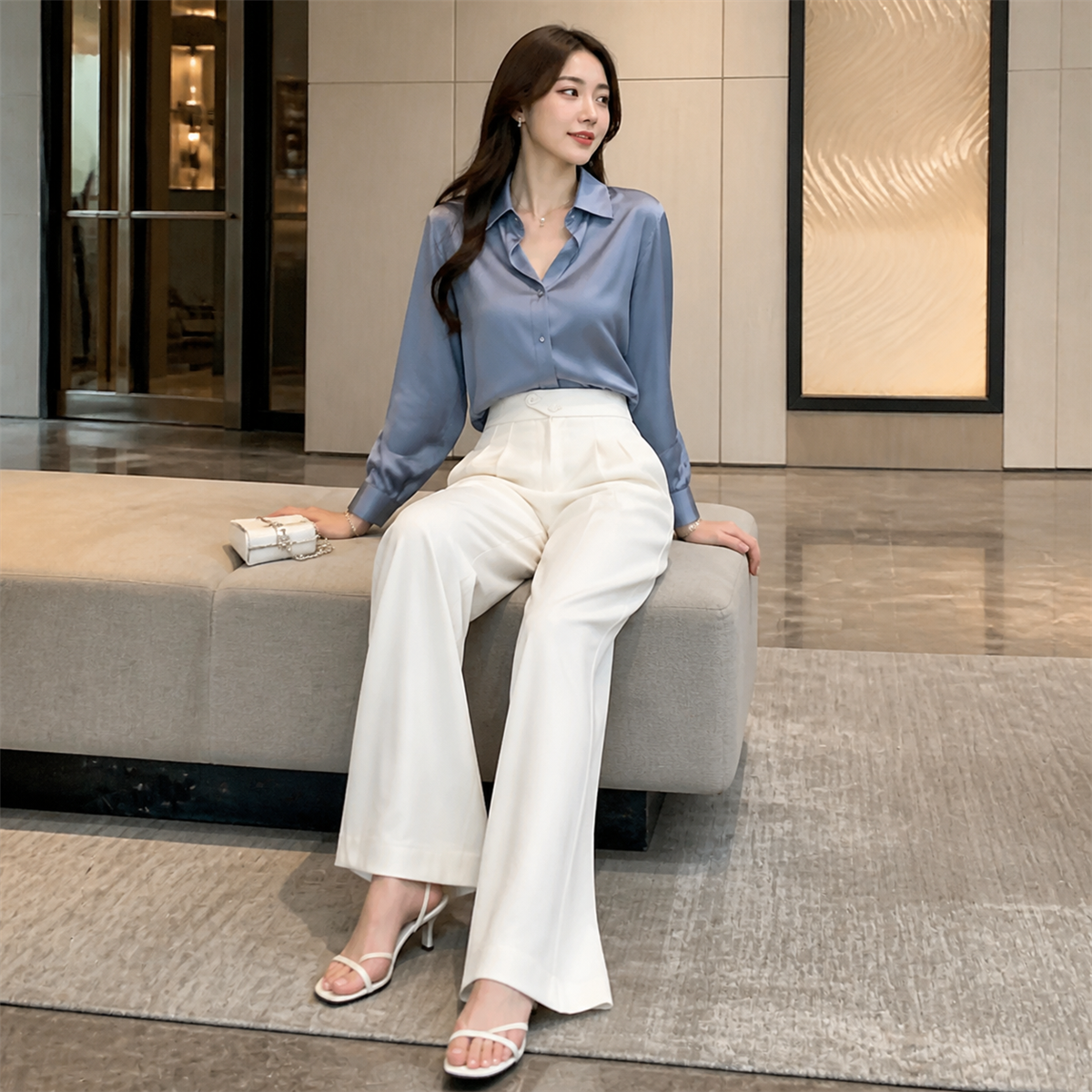 Women's High-Waist Pleated Wide-Leg Trousers - Styled with tailored separates