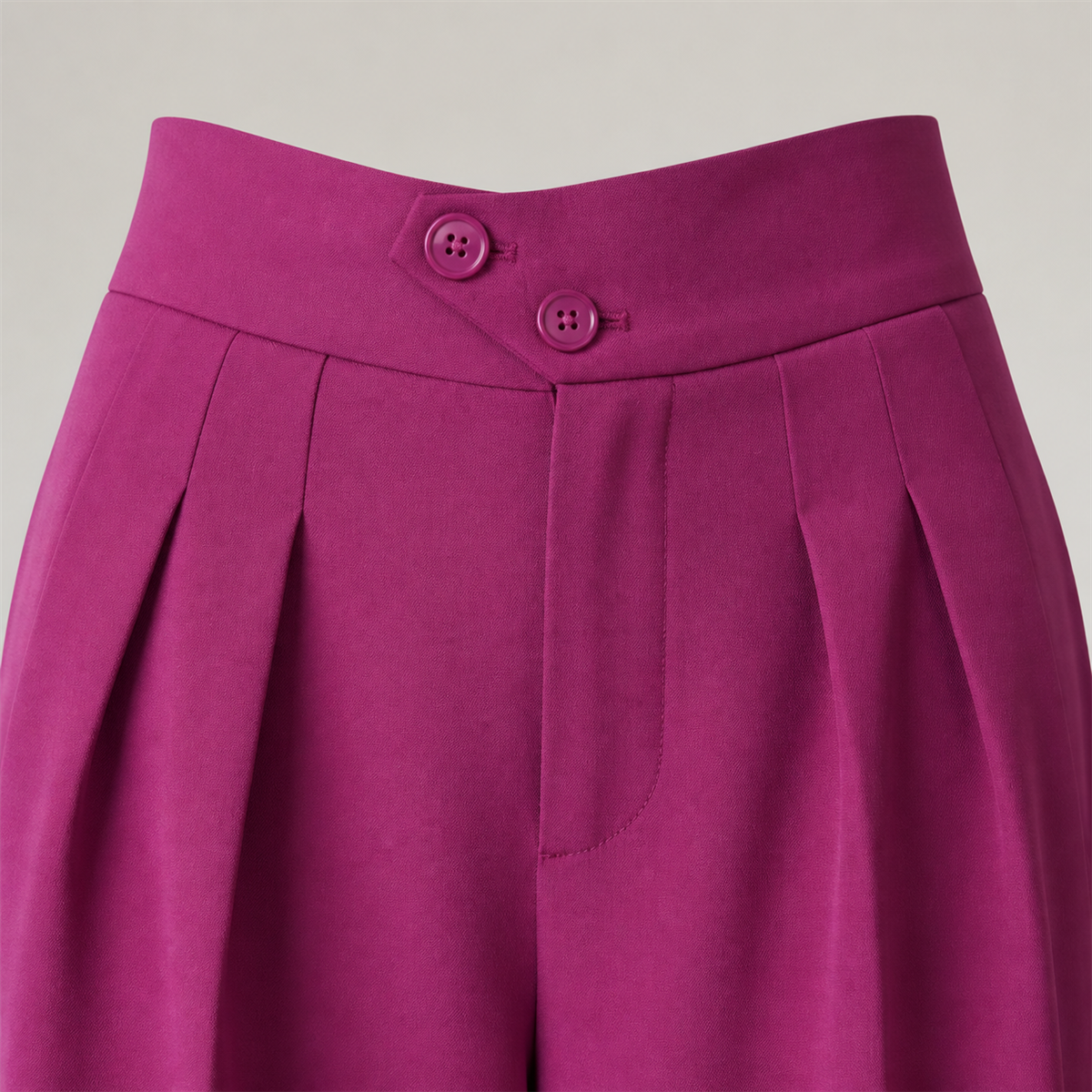 Women's High-Waist Pleated Wide-Leg Trousers - Detail of