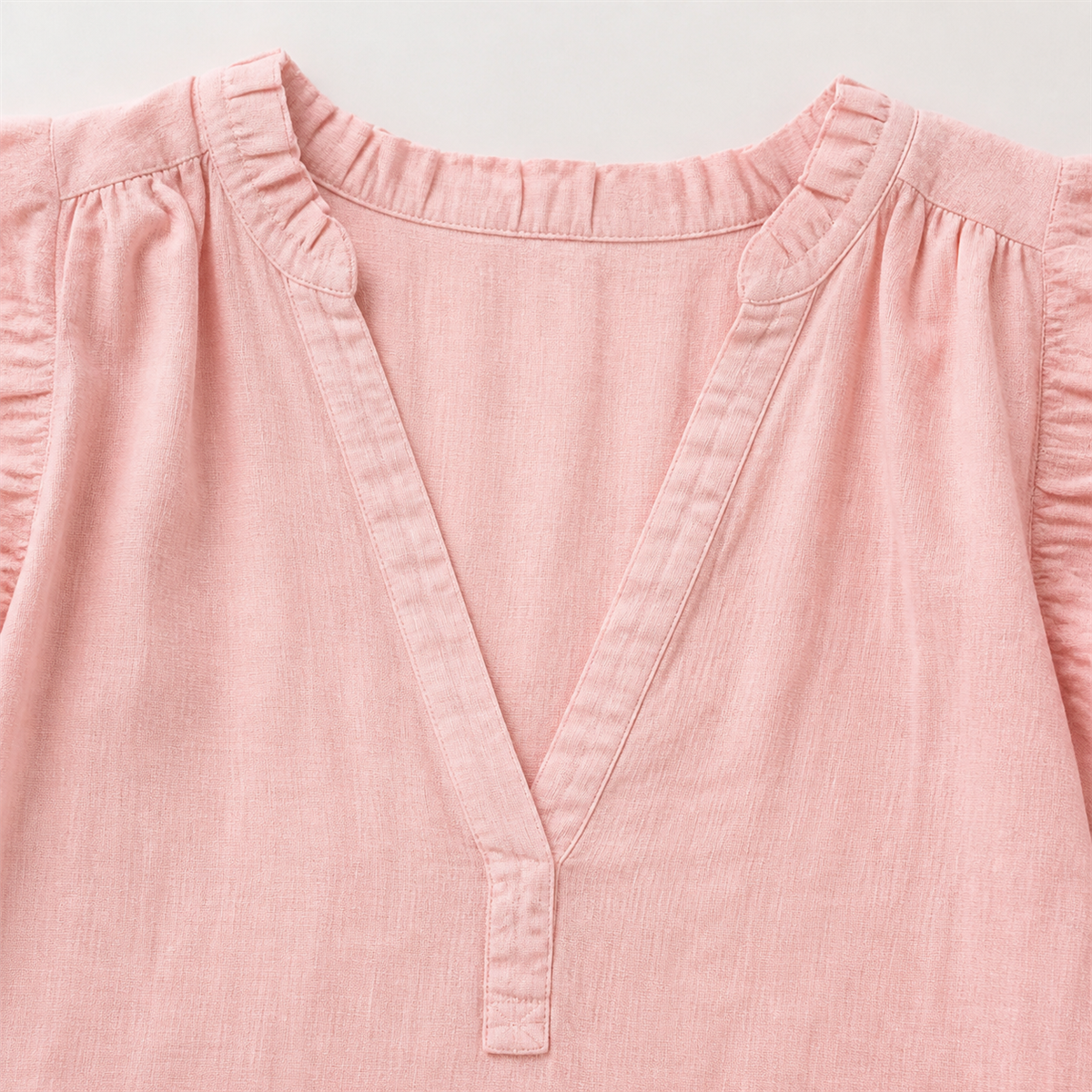 Women's Textured V-Neck Flutter-Sleeve Blouse - Detail of 