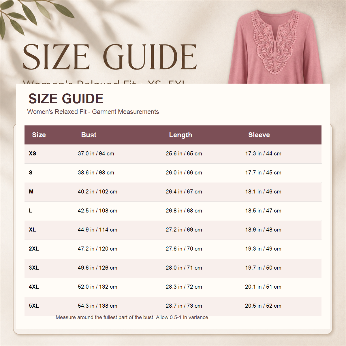 Women's Crochet-Yoke Three-Quarter Sleeve Split-Neck Top - Split neckline