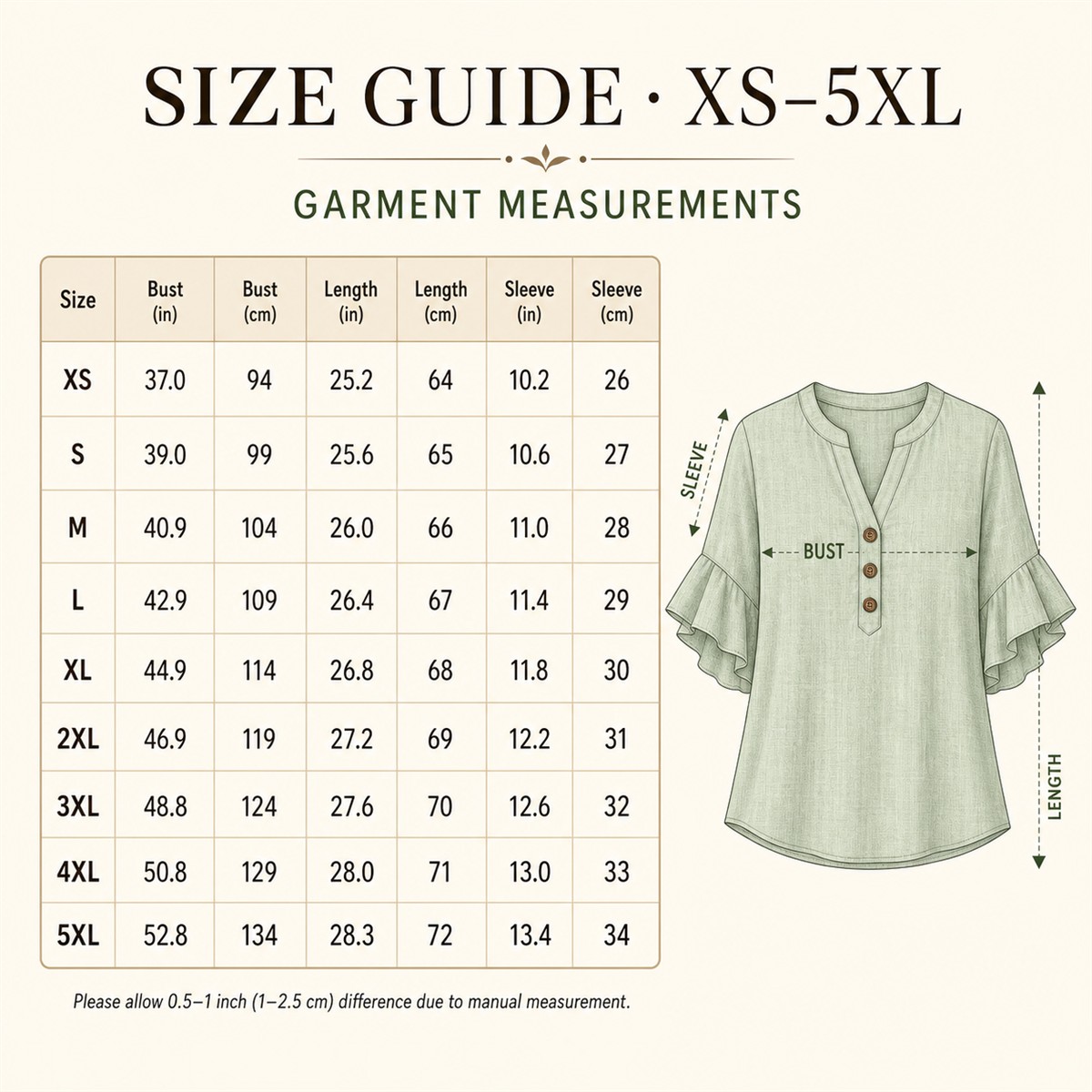 Women's Textured Split-Neck Button Flutter-Sleeve Top - Three-button placket
