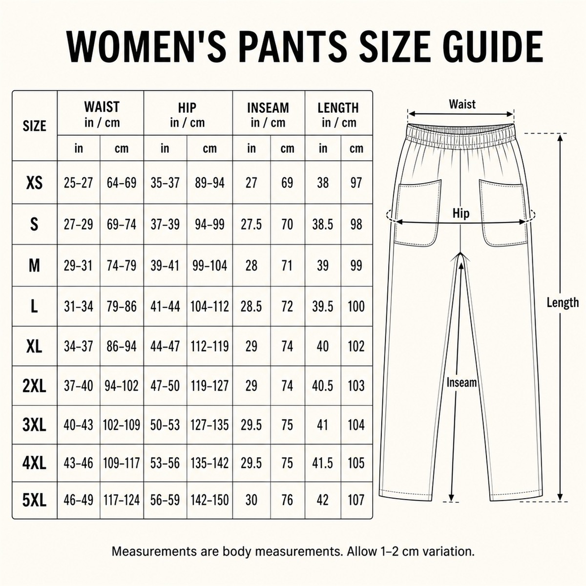Women's Relaxed Elastic-Waist Tapered Pants with Patch Pockets - Two front patch pockets