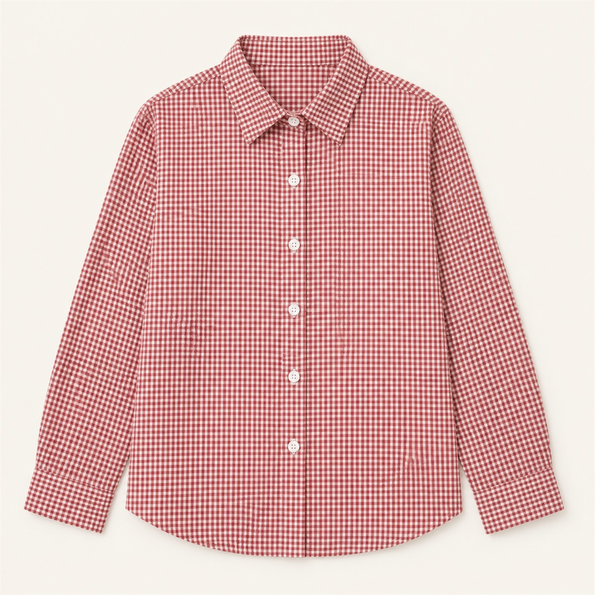 Women's Relaxed Gingham Long-Sleeve Button-Front Shirt - Detail of 