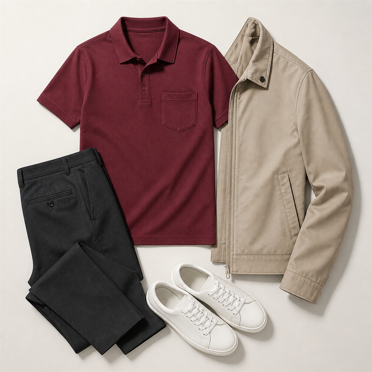 Men's Classic Short-Sleeve Polo Shirt with Chest Pocket - Styled with tailored separates