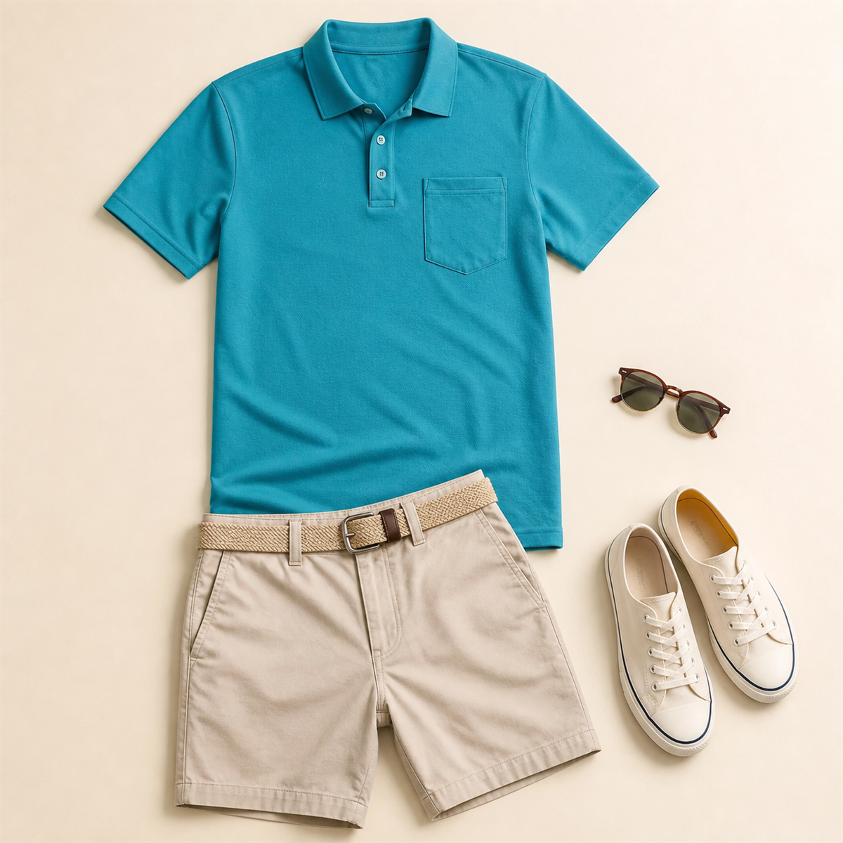 Men's Classic Short-Sleeve Polo Shirt with Chest Pocket - Styled for a relaxed weekend
