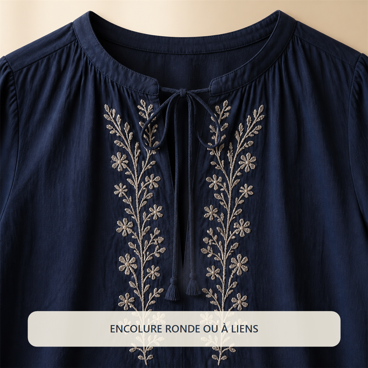 Lot de 14 hauts bohèmes femme - 7 manches courtes + 7 manches longues - Détail de l’encolure bohème
