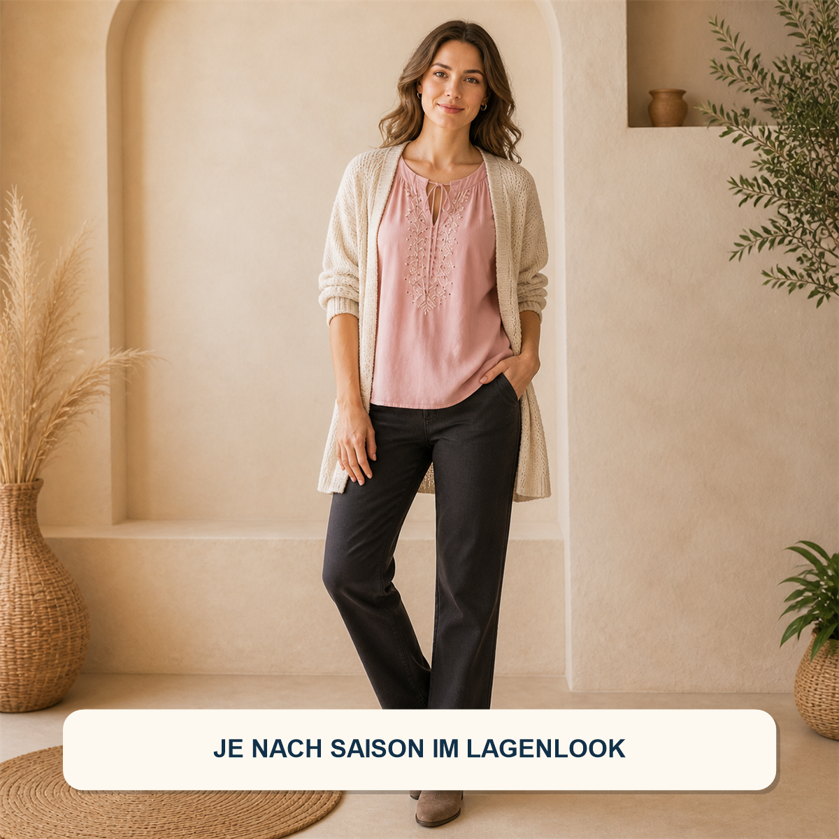 14er-Set Boho-Damenoberteile - 7 kurzärmelige + 7 langärmelige Modelle - Wochenendlook mit schlichten Accessoires