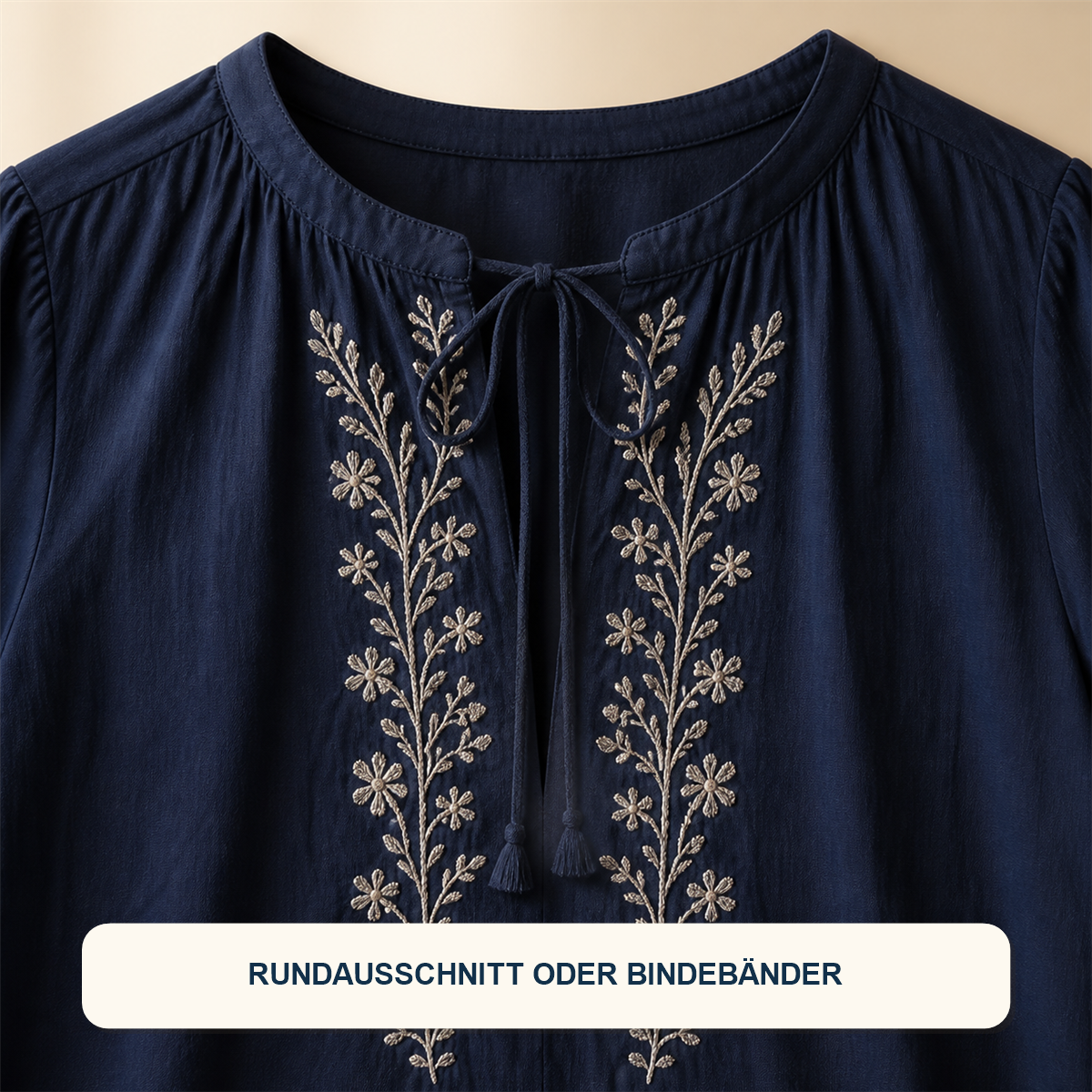 14er-Set Boho-Damenoberteile - 7 kurzärmelige + 7 langärmelige Modelle - Detail des Boho-Ausschnitts