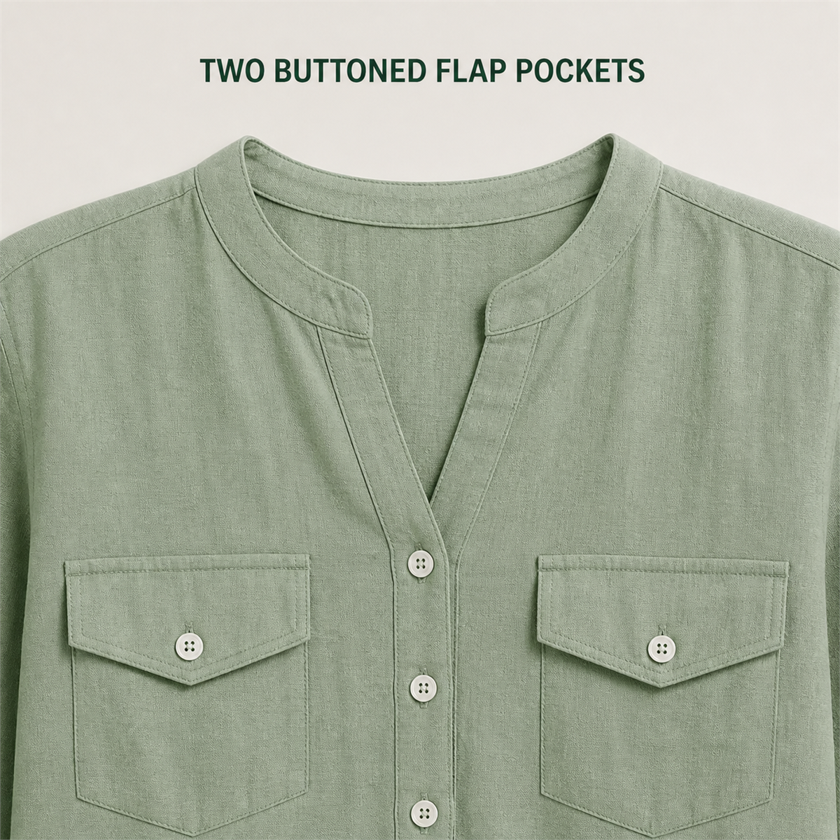 Women's Relaxed Notch-Neck Short-Sleeve Pocket Tunic Blouse - Notch neckline