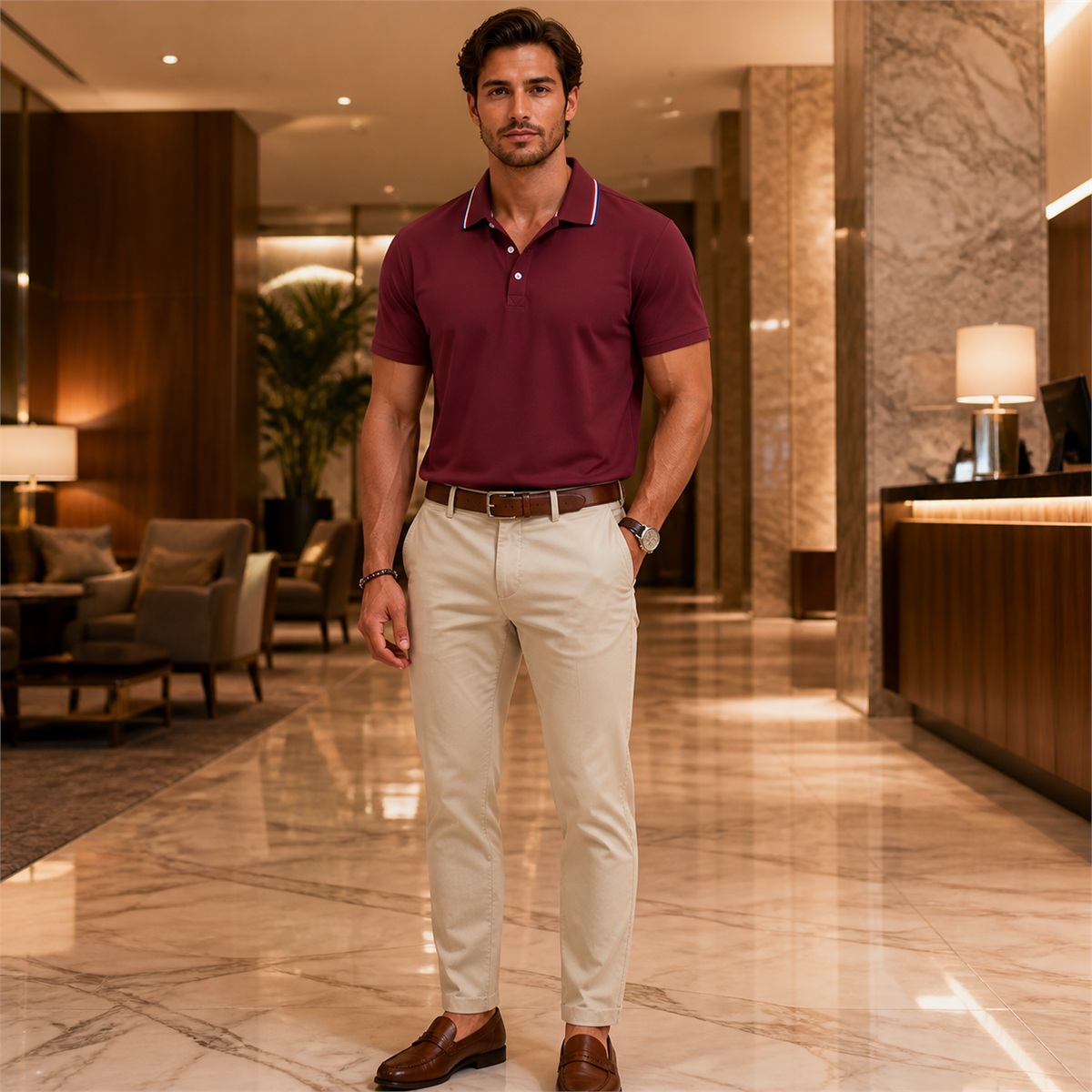 Men's Contrast-Trim Short-Sleeve Polo Shirt - Styled with denim