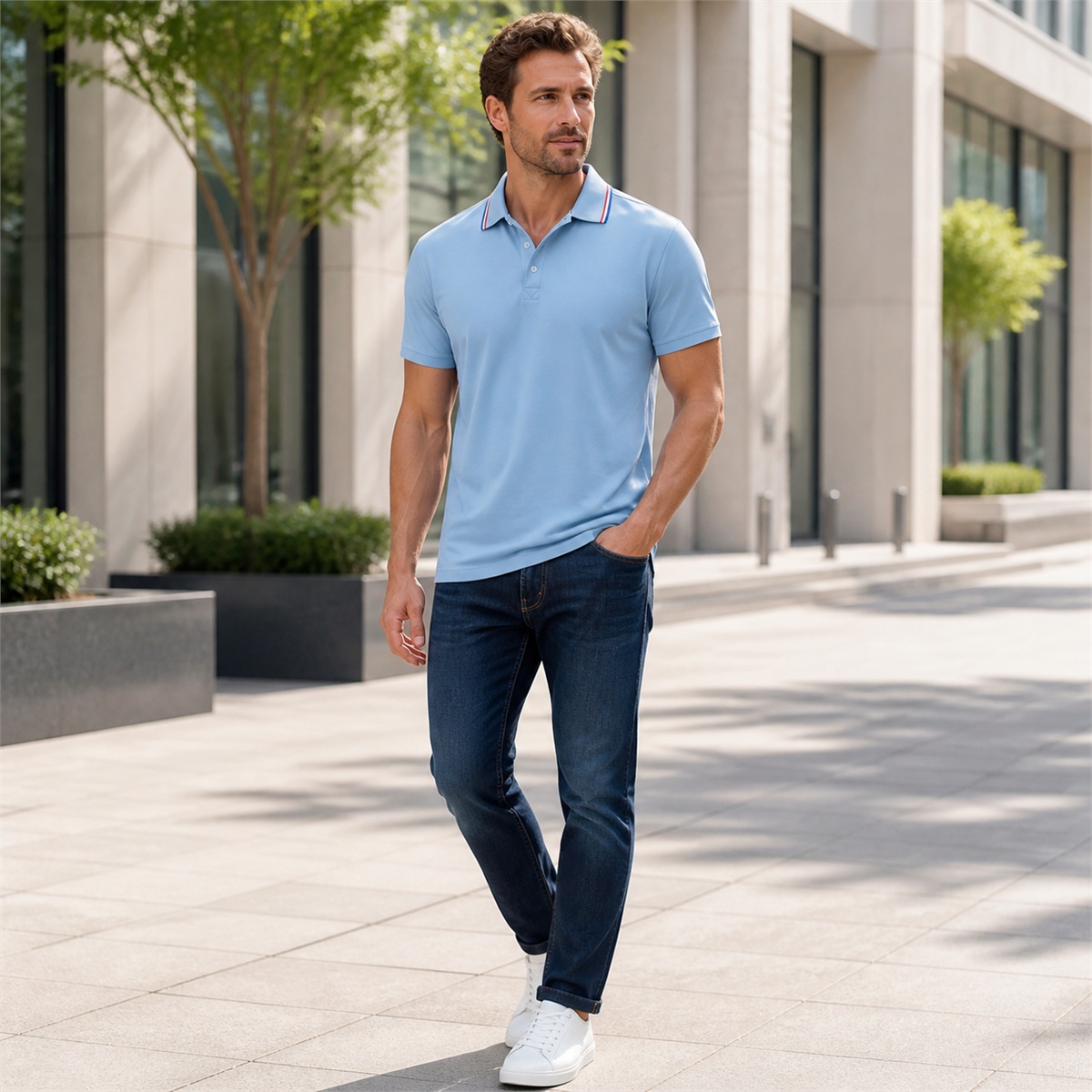 Men's Contrast-Trim Short-Sleeve Polo Shirt - Styled with tailored separates