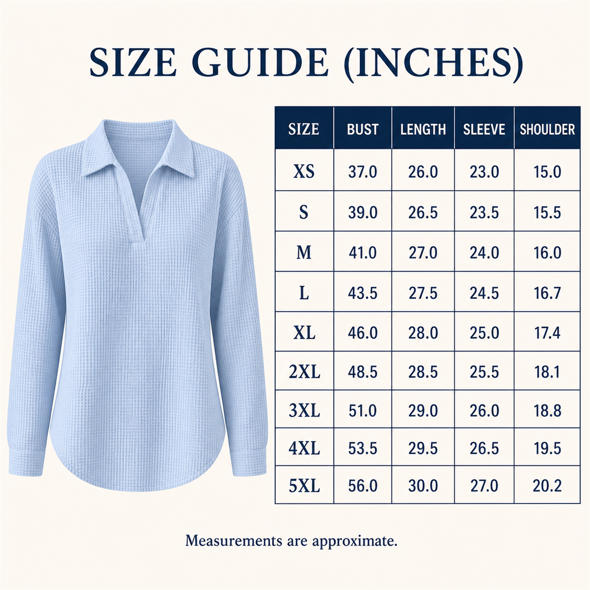 Women's Textured Open-Neck Long-Sleeve Collared Blouse - Vertical textured surface