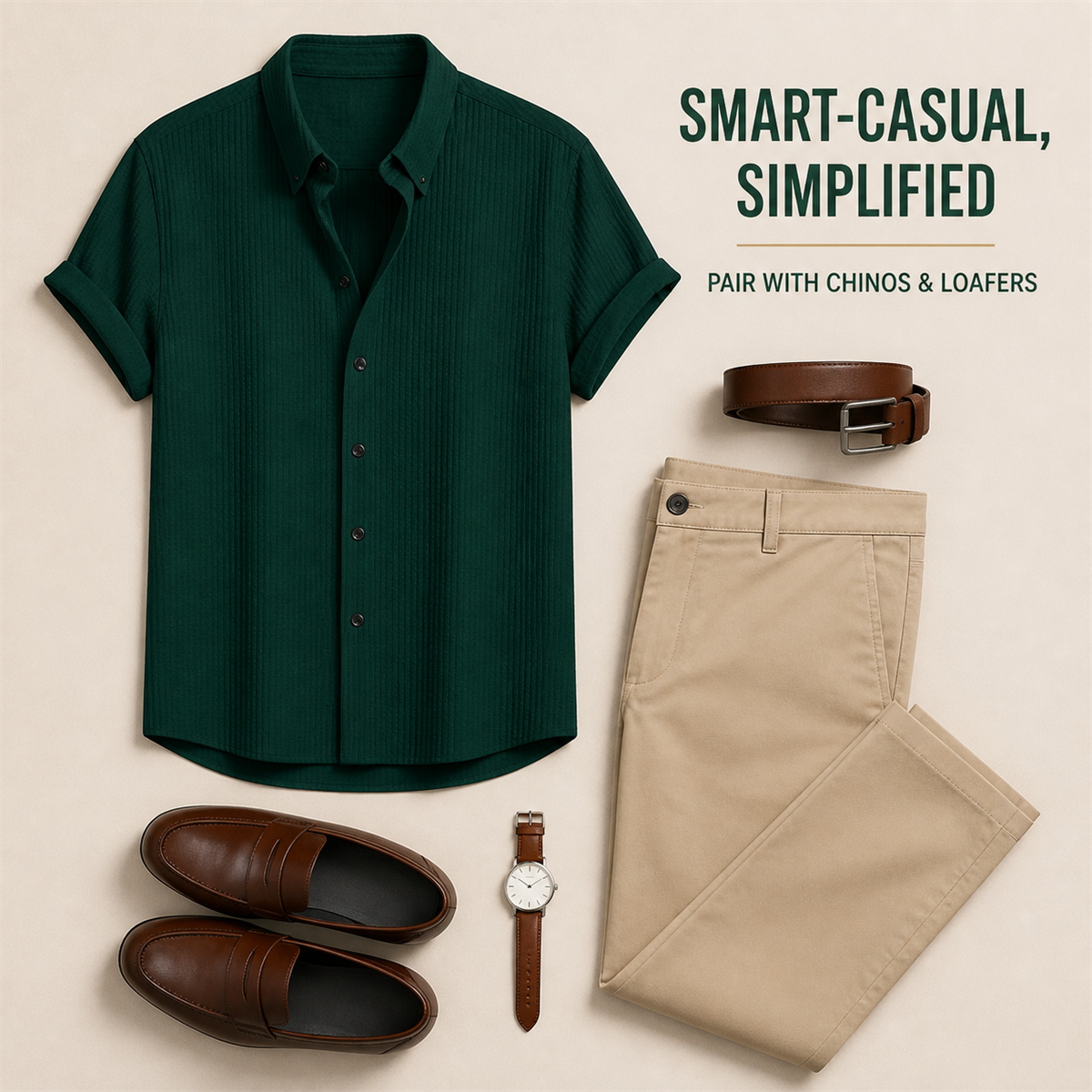 Men's Textured Short-Sleeve Button-Front Shirt - Styled with denim