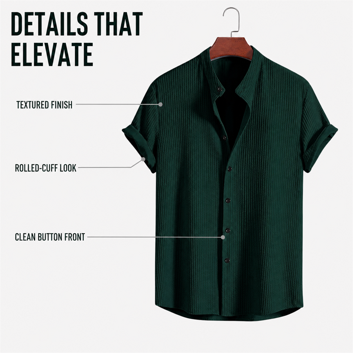 Men's Textured Short-Sleeve Button-Front Shirt - Styled for a relaxed weekend