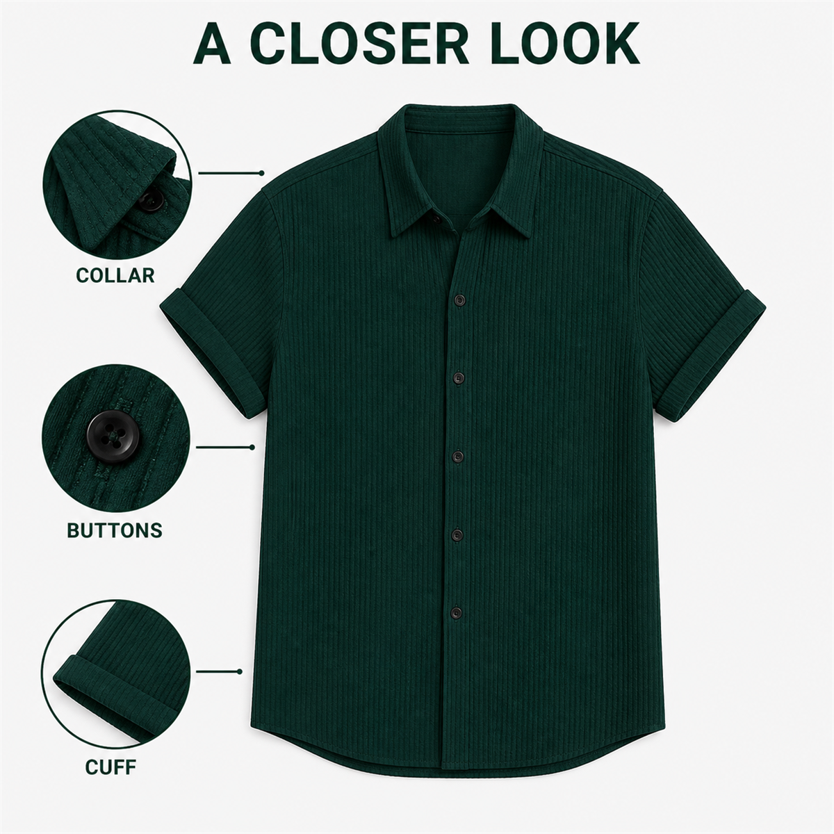 Men's Textured Short-Sleeve Button-Front Shirt - Detail of 