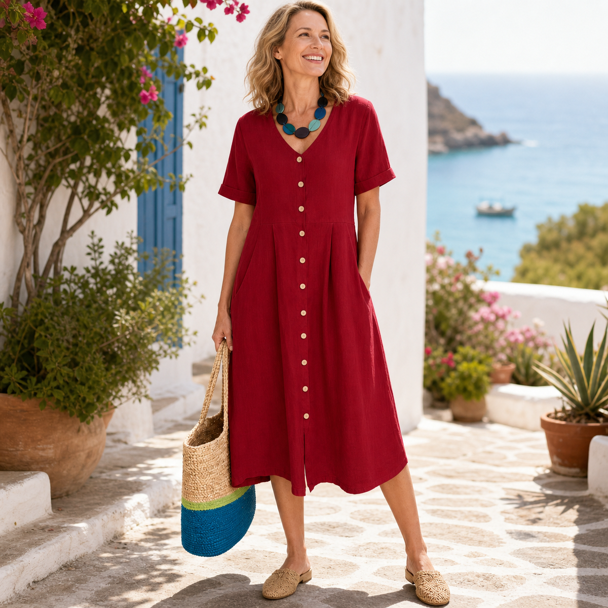 Hemdkleid in einer hellen Urlaubsszene