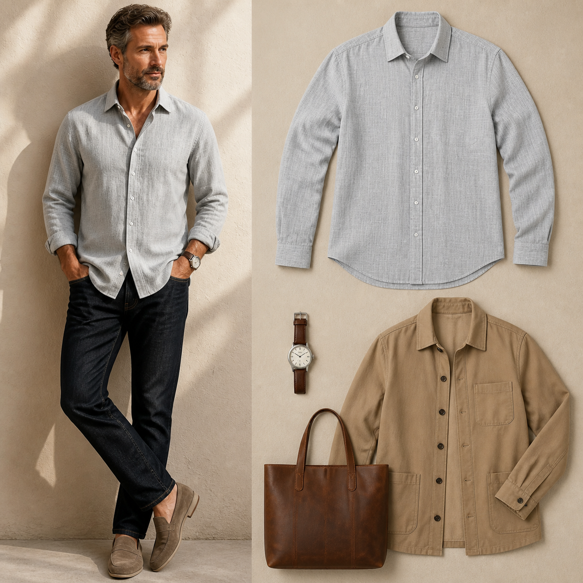 Men's textured shirt outfit combinations