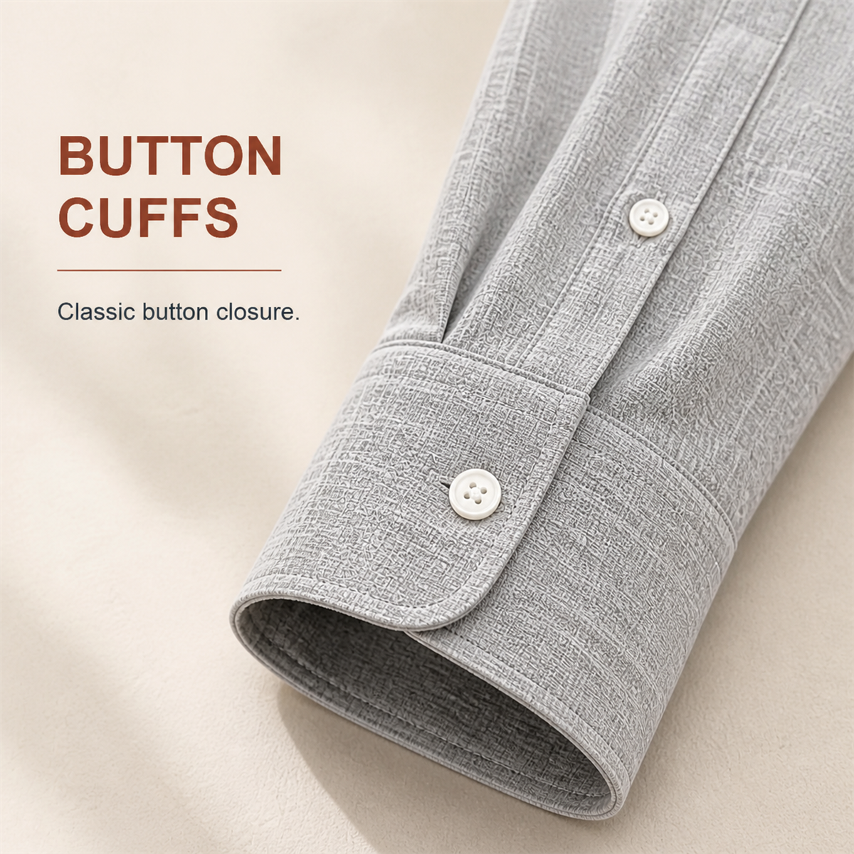 Close view of the button cuffs