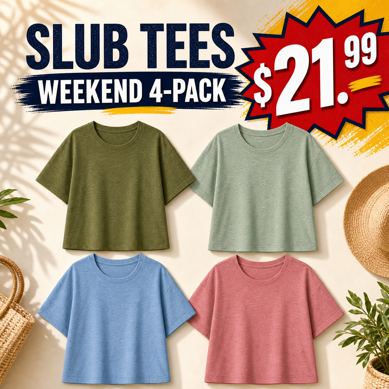 Women's Relaxed Boxy Slub Short-Sleeve Tees