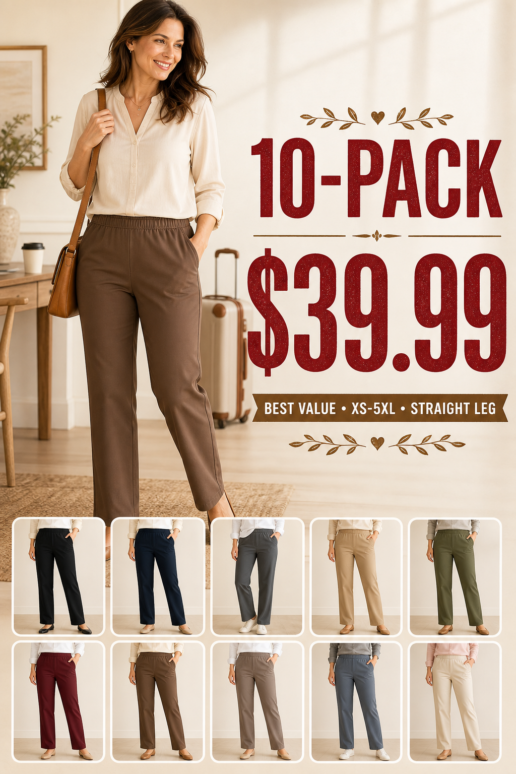 Women's Stretch Twill Pull-On Straight-Leg Pants