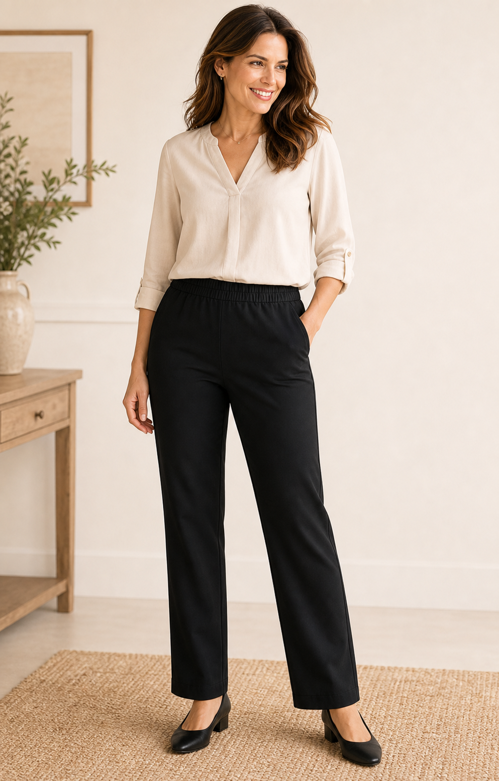 Women's Stretch Twill Pull-On Straight-Leg Pants