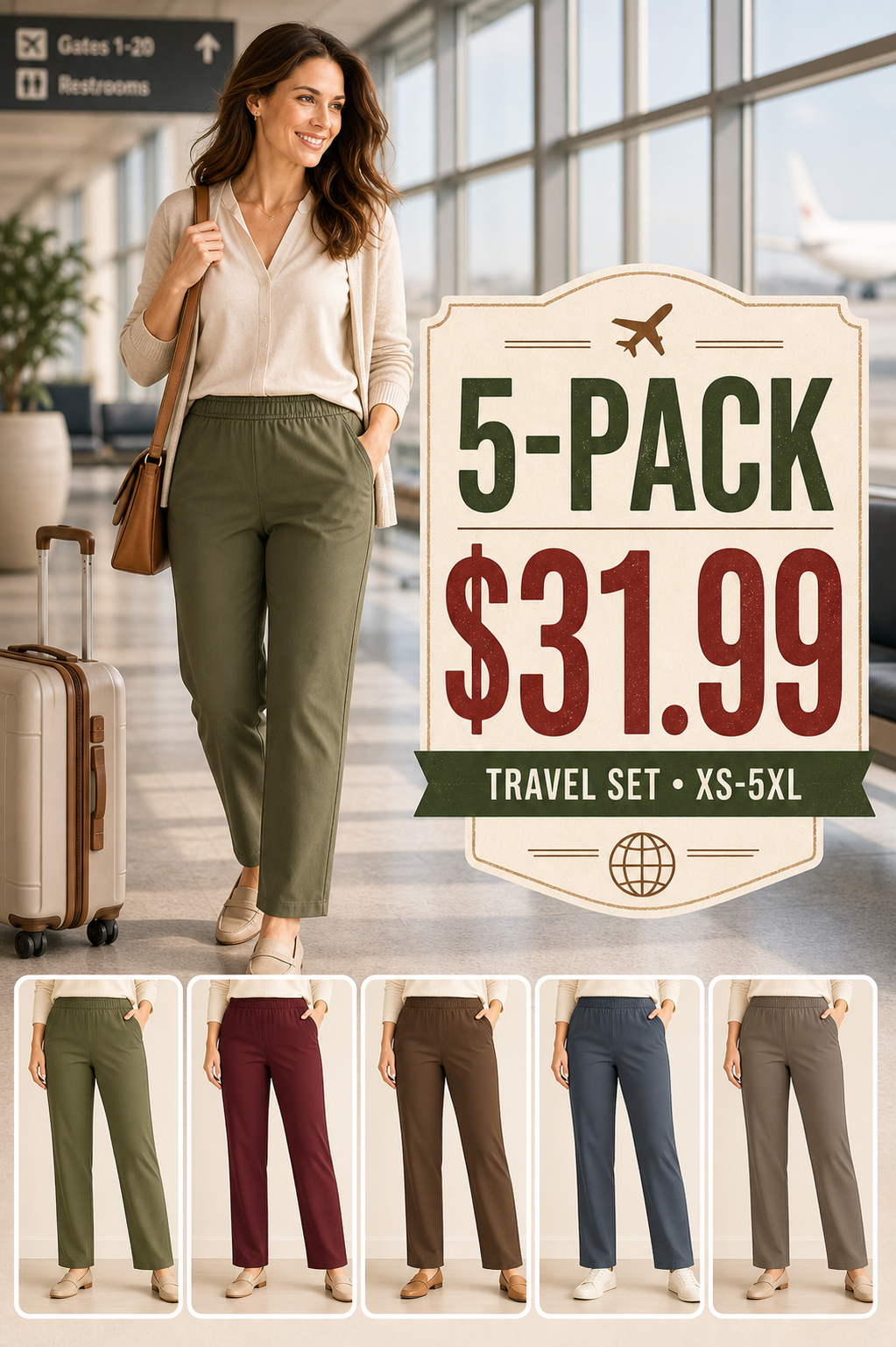Women's Stretch Twill Pull-On Straight-Leg Pants