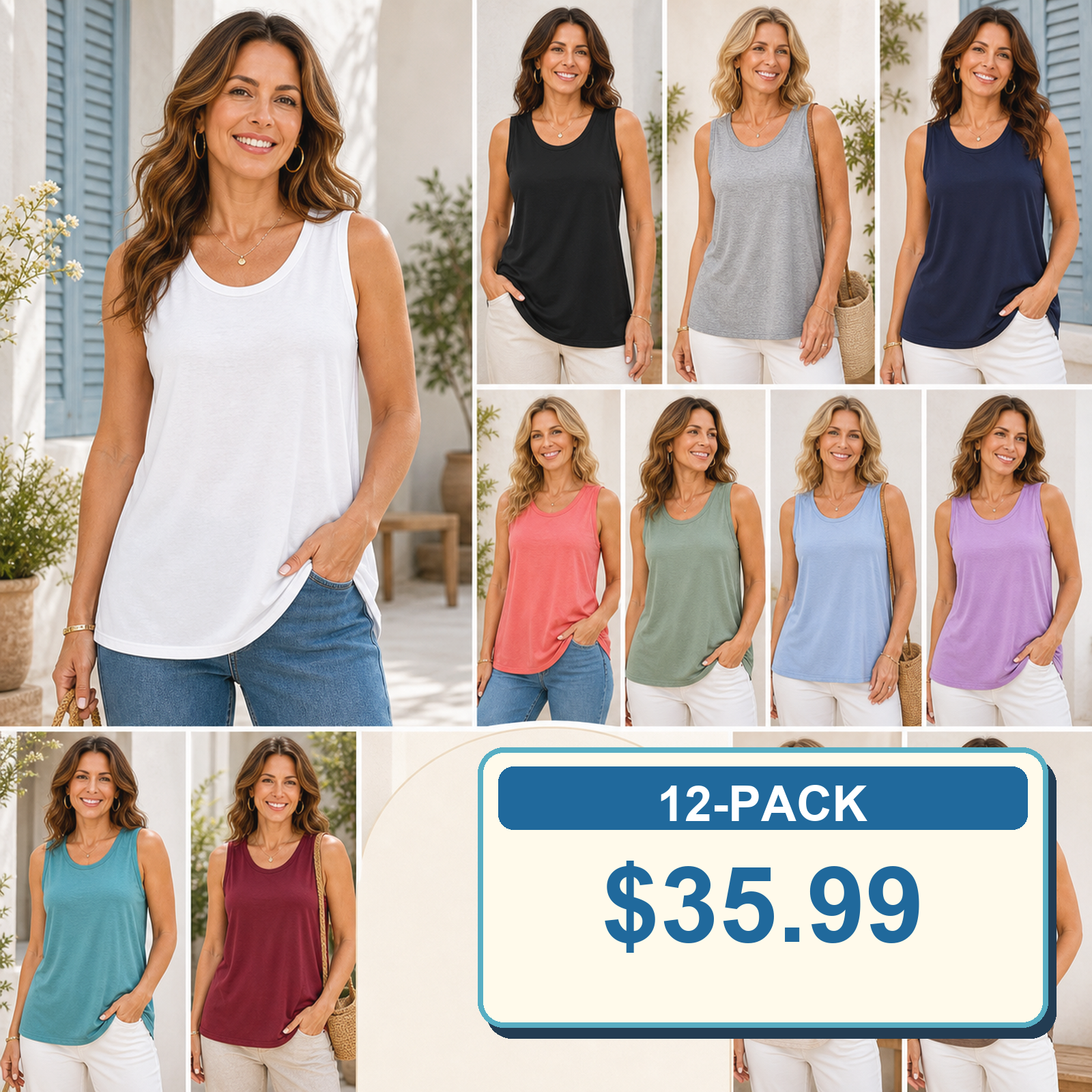 Loose Round-Neck Sleeveless Tanks for Women
