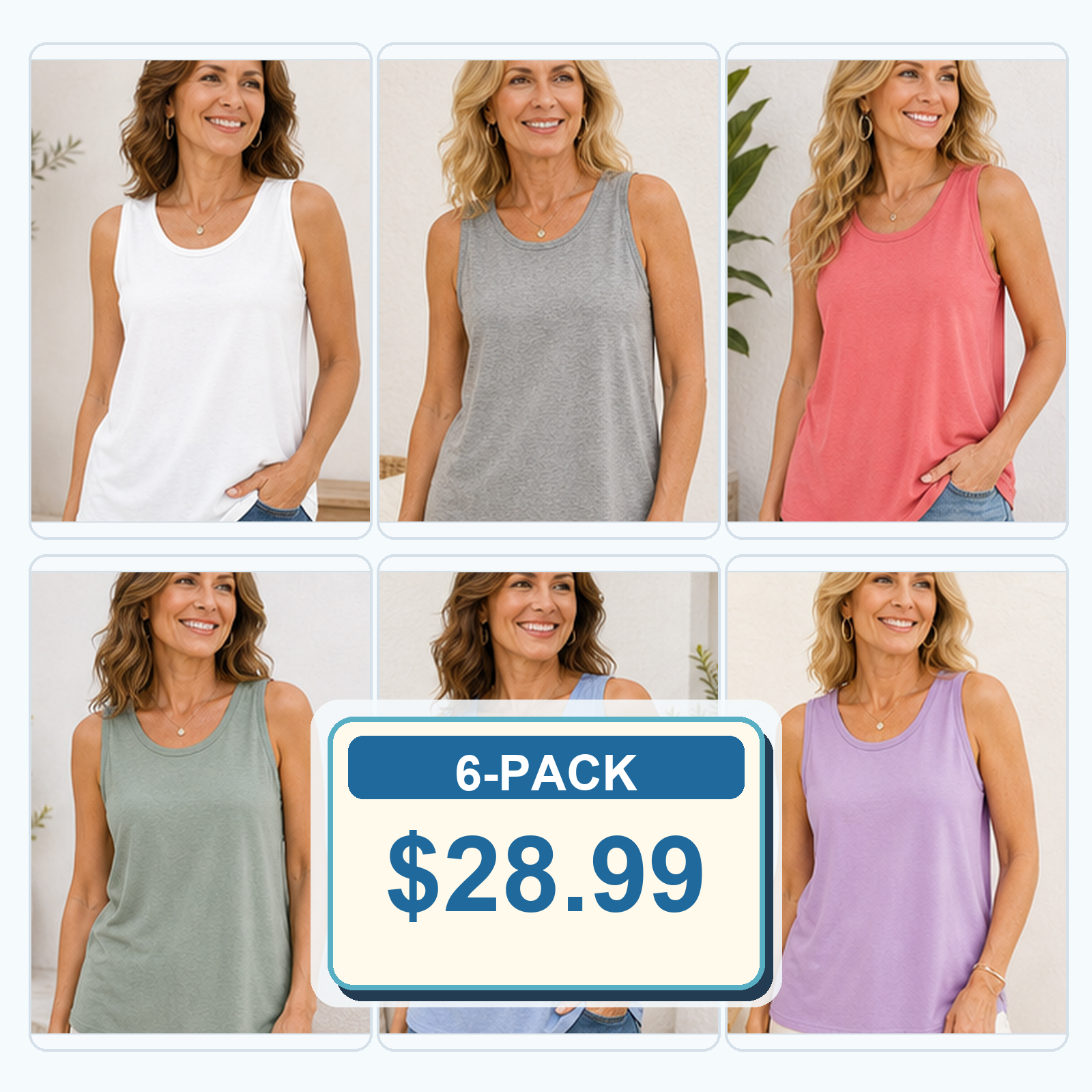 Loose Round-Neck Sleeveless Tanks for Women