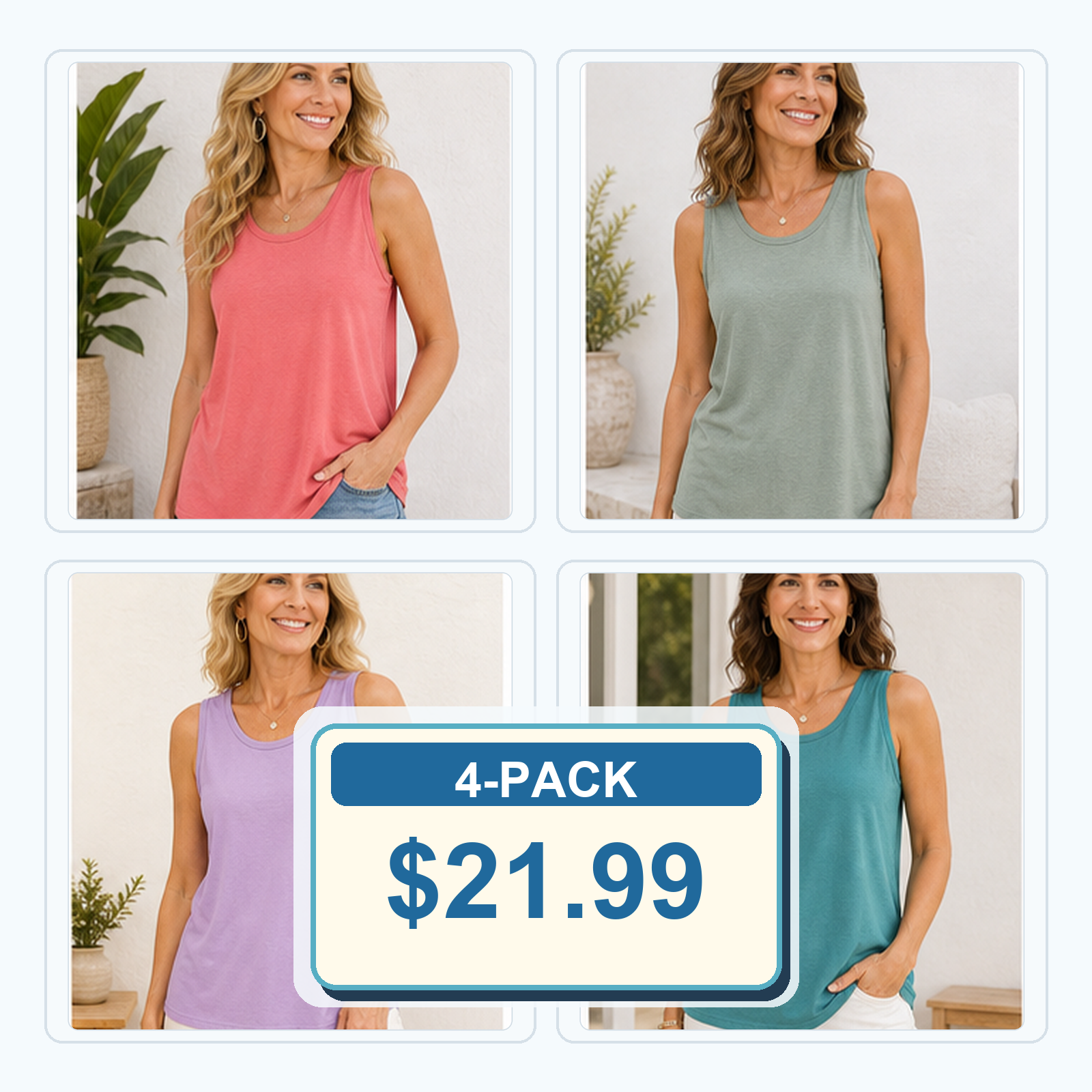Loose Round-Neck Sleeveless Tanks for Women