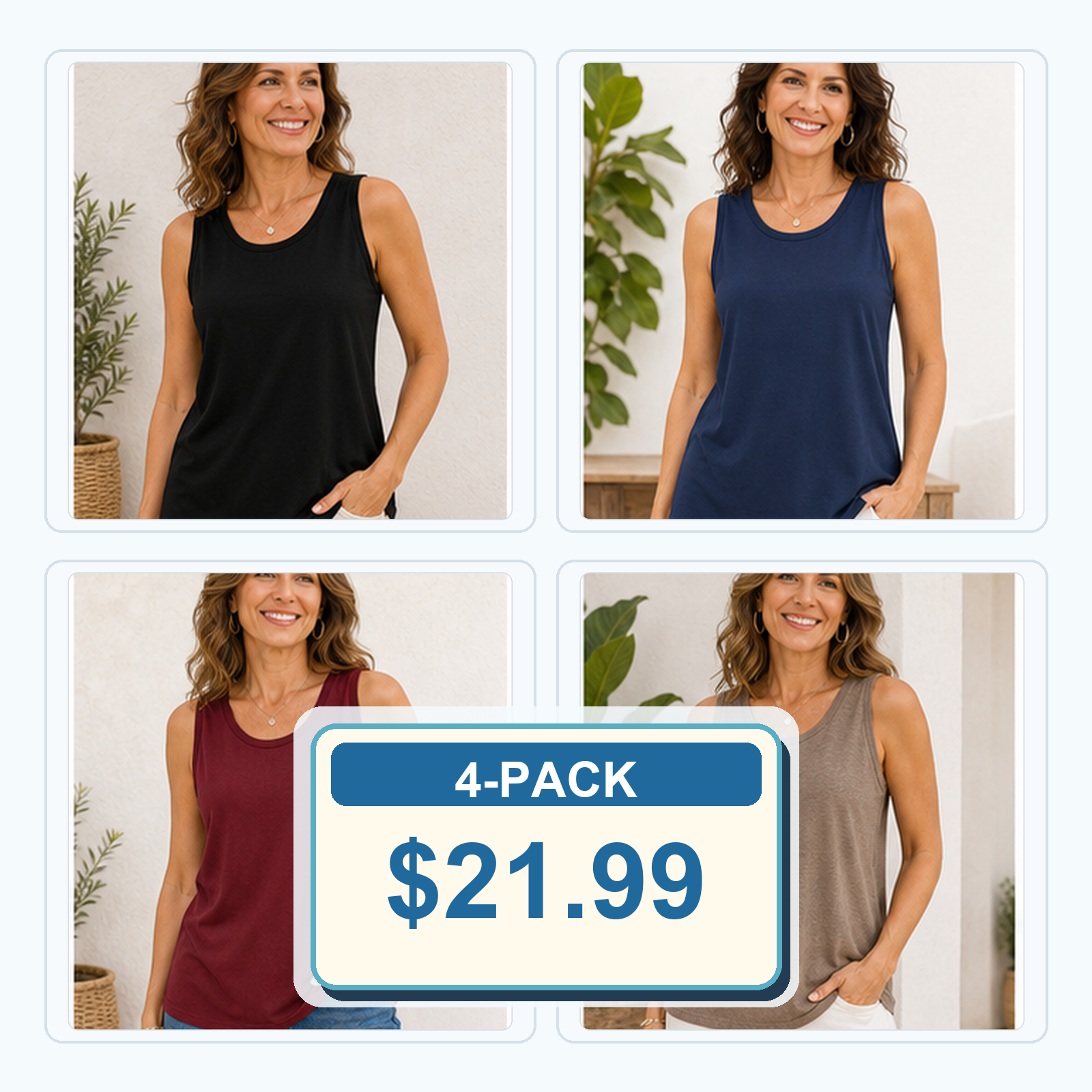 Loose Round-Neck Sleeveless Tanks for Women