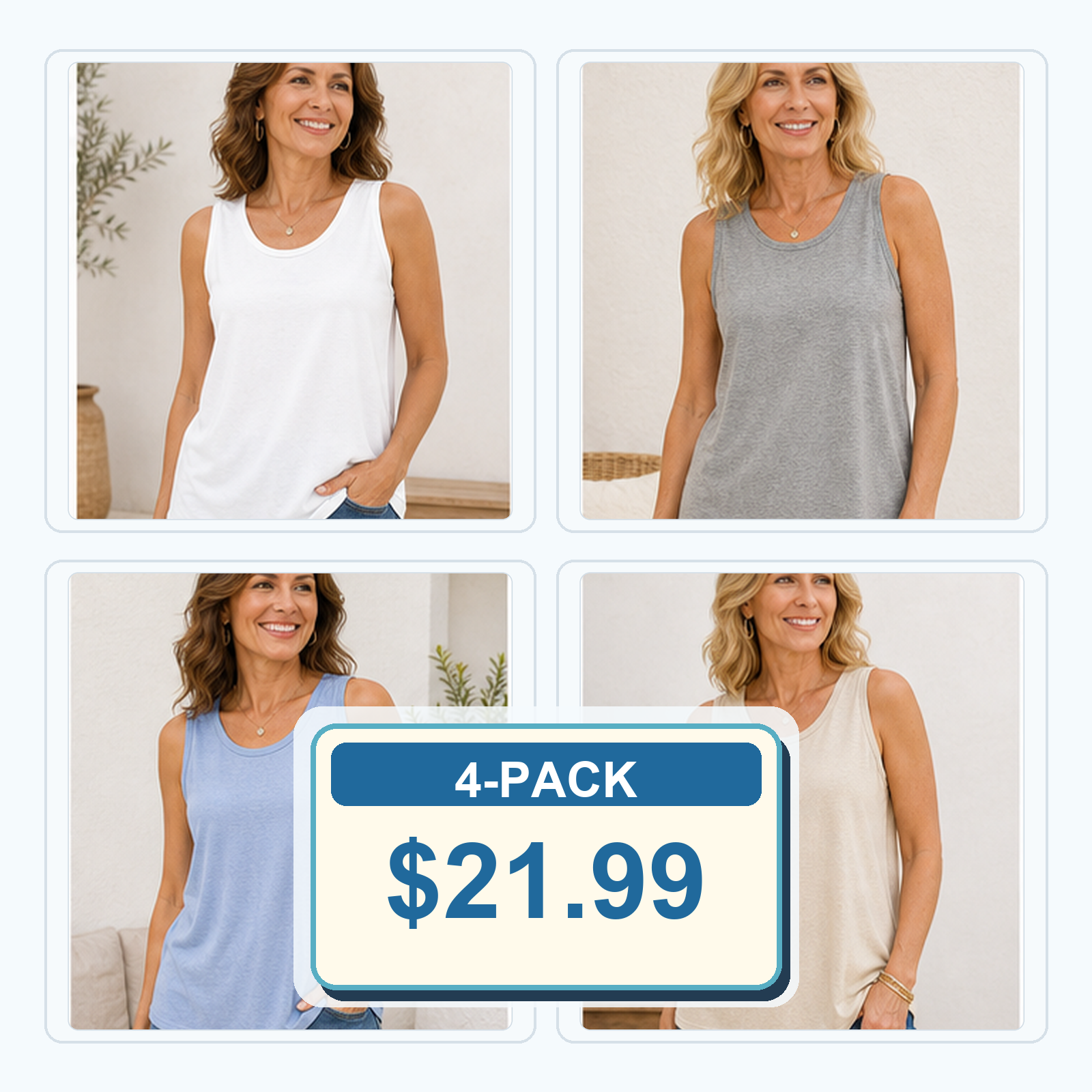 Loose Round-Neck Sleeveless Tanks for Women