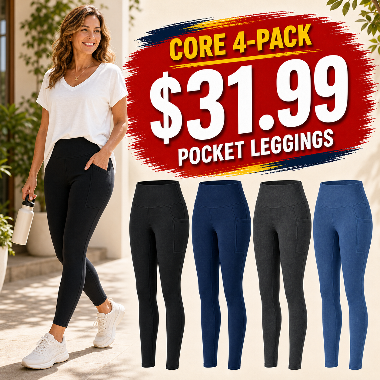 Women's High-Waist Pocket Stretch Leggings