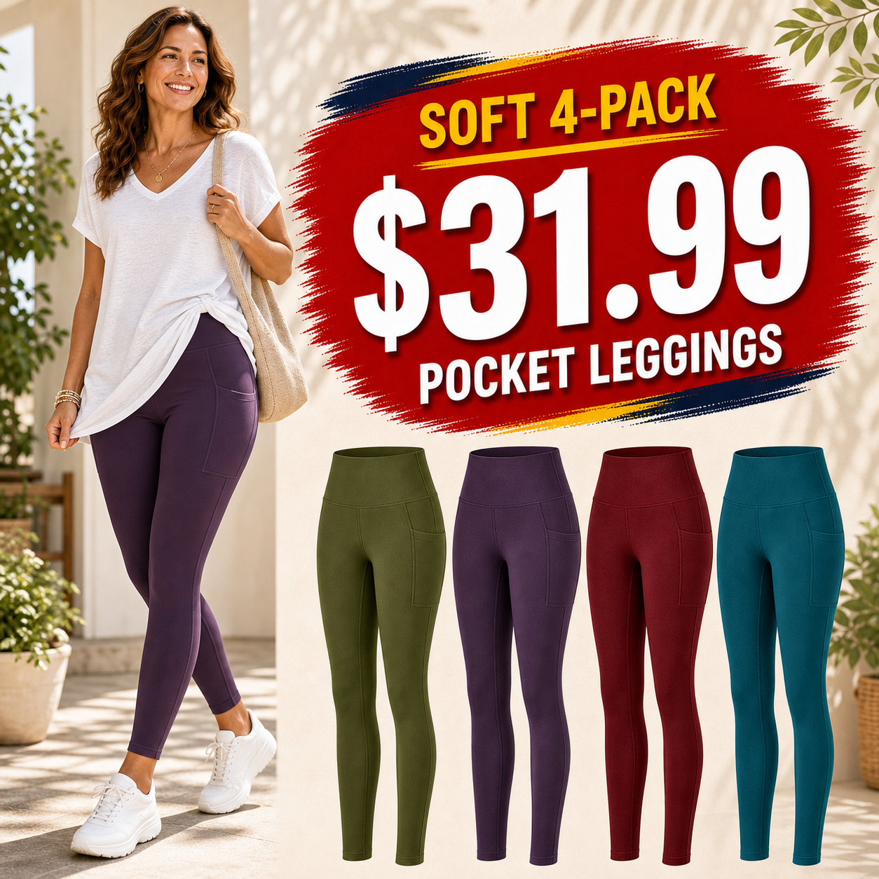 Women's High-Waist Pocket Stretch Leggings