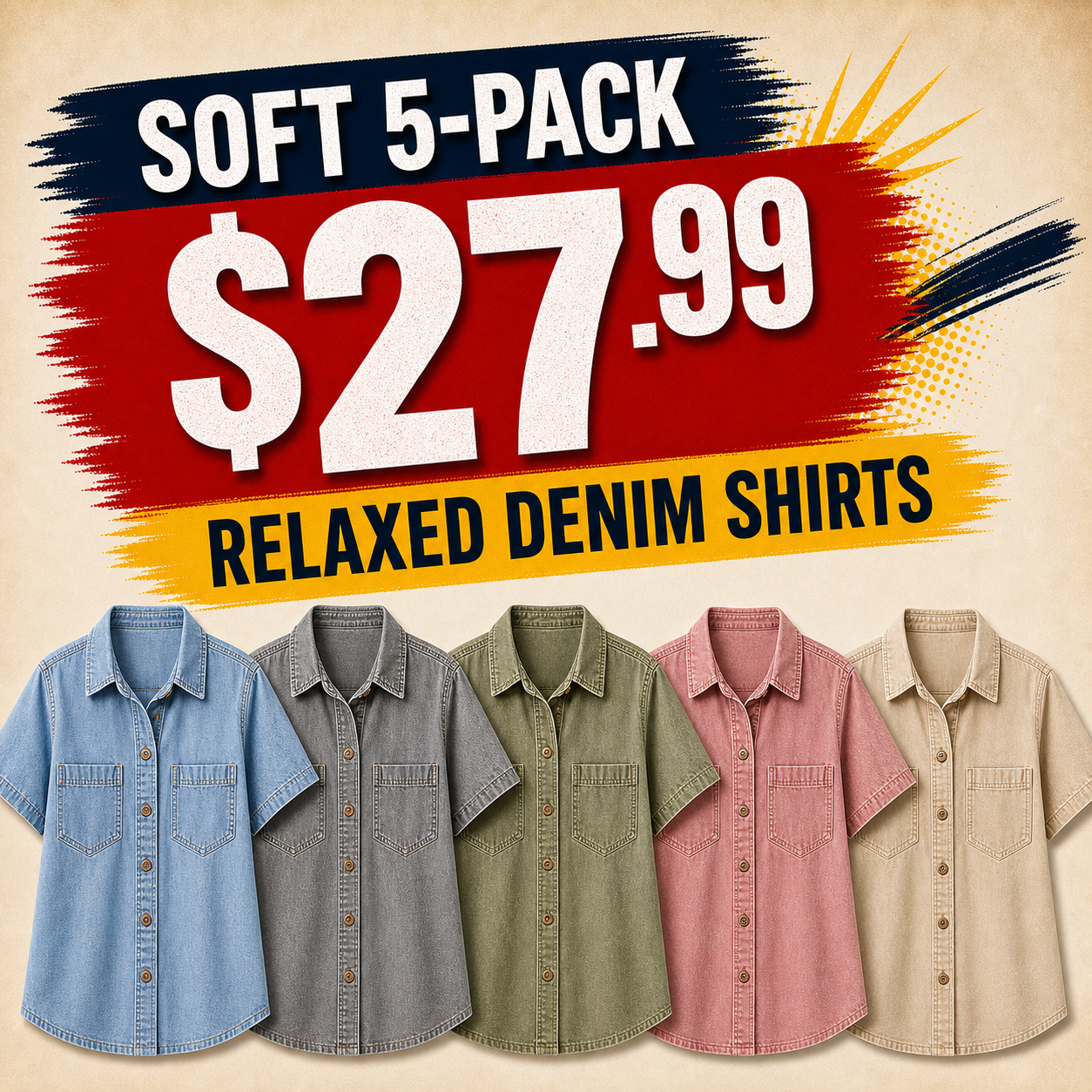 Women's Relaxed Short Sleeve Denim Shirts